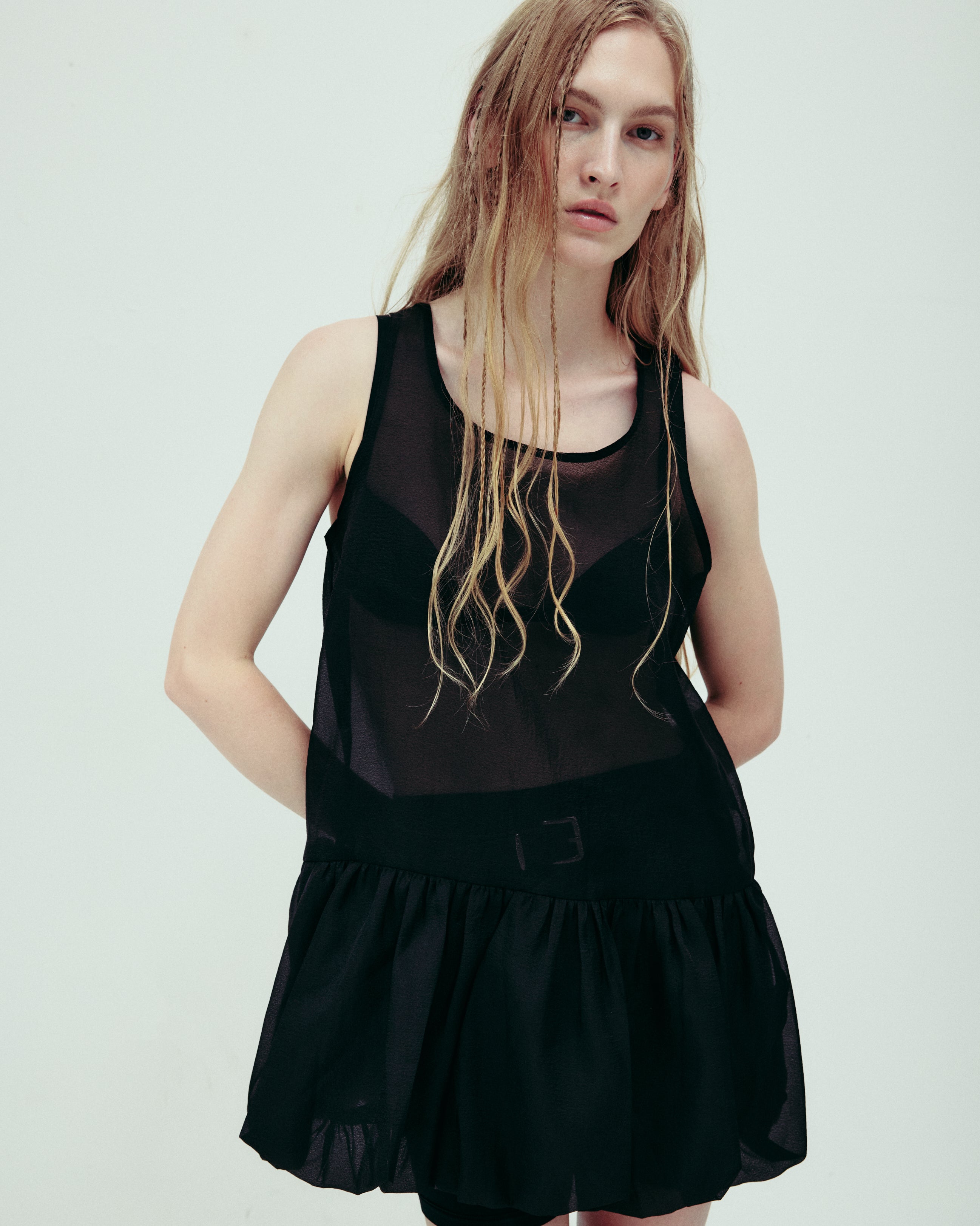 DROP EDITION Sheer Balloon Dress