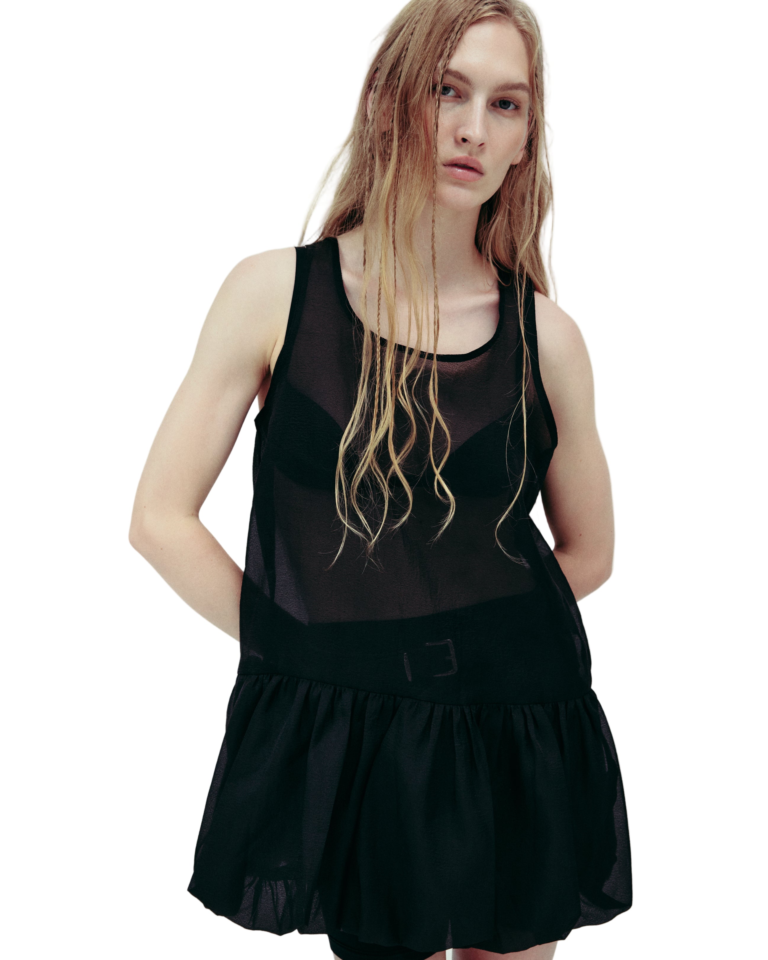 DROP EDITION Sheer Balloon Dress