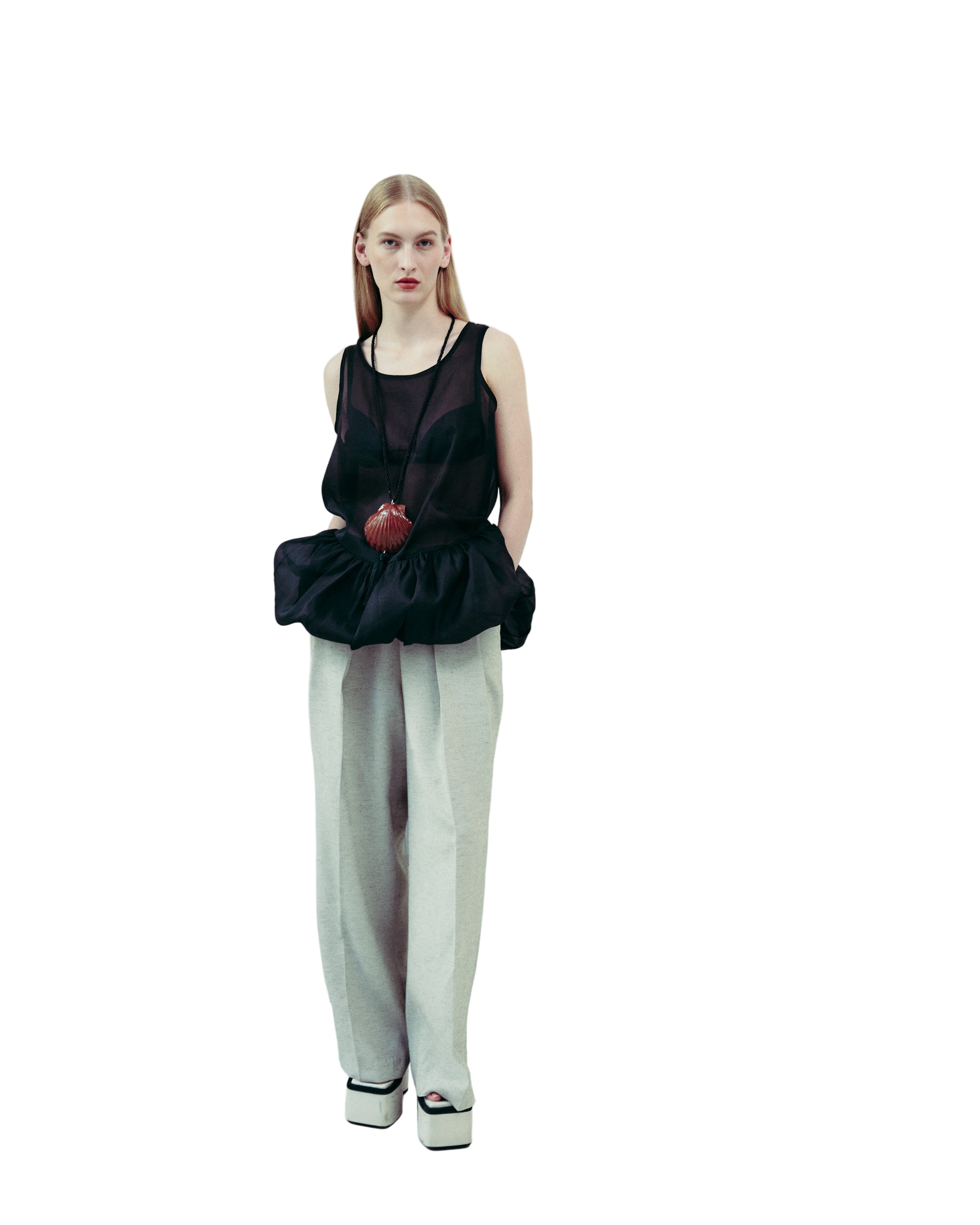 DROP EDITION Sheer Balloon Dress