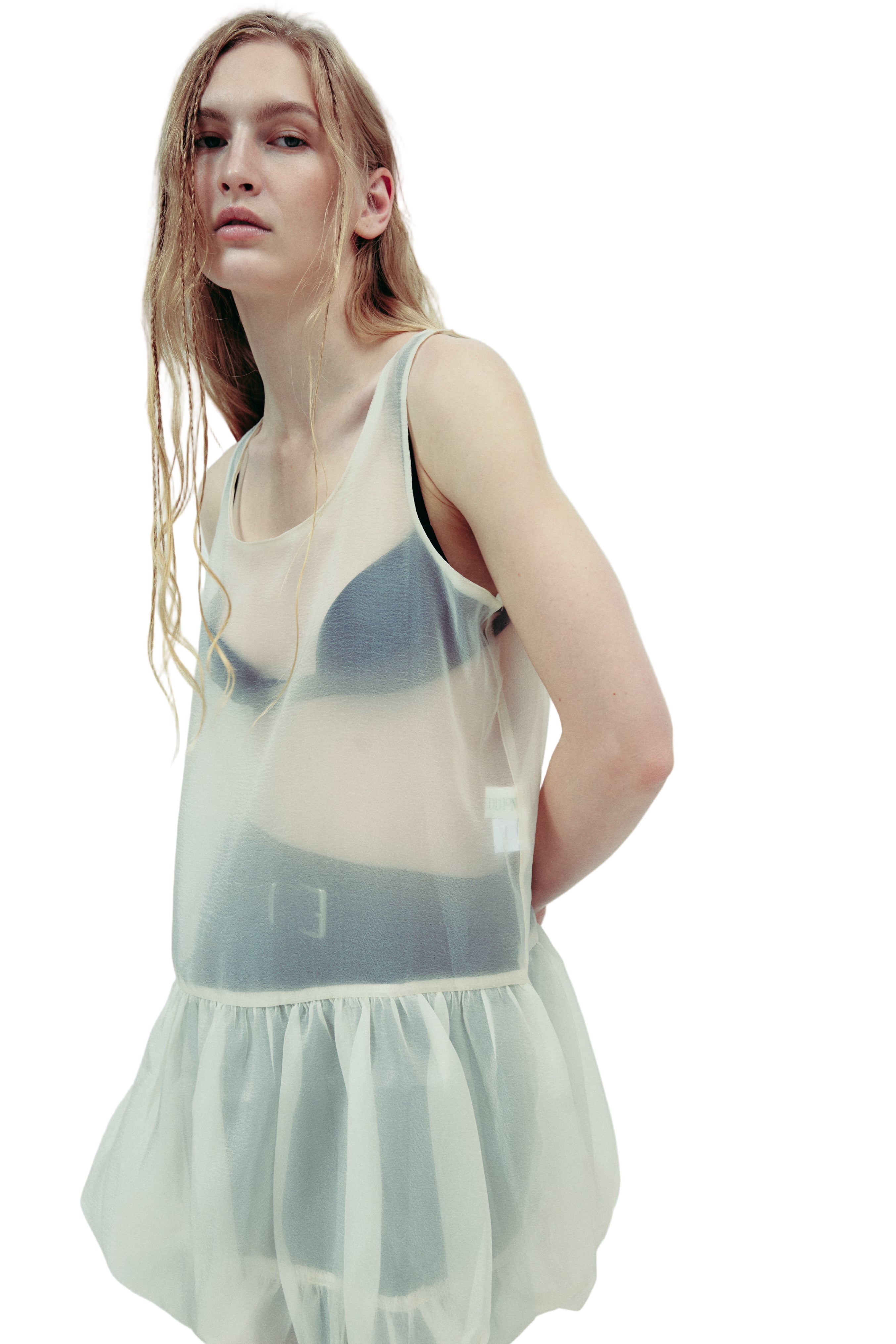 DROP EDITION Sheer Balloon Dress
