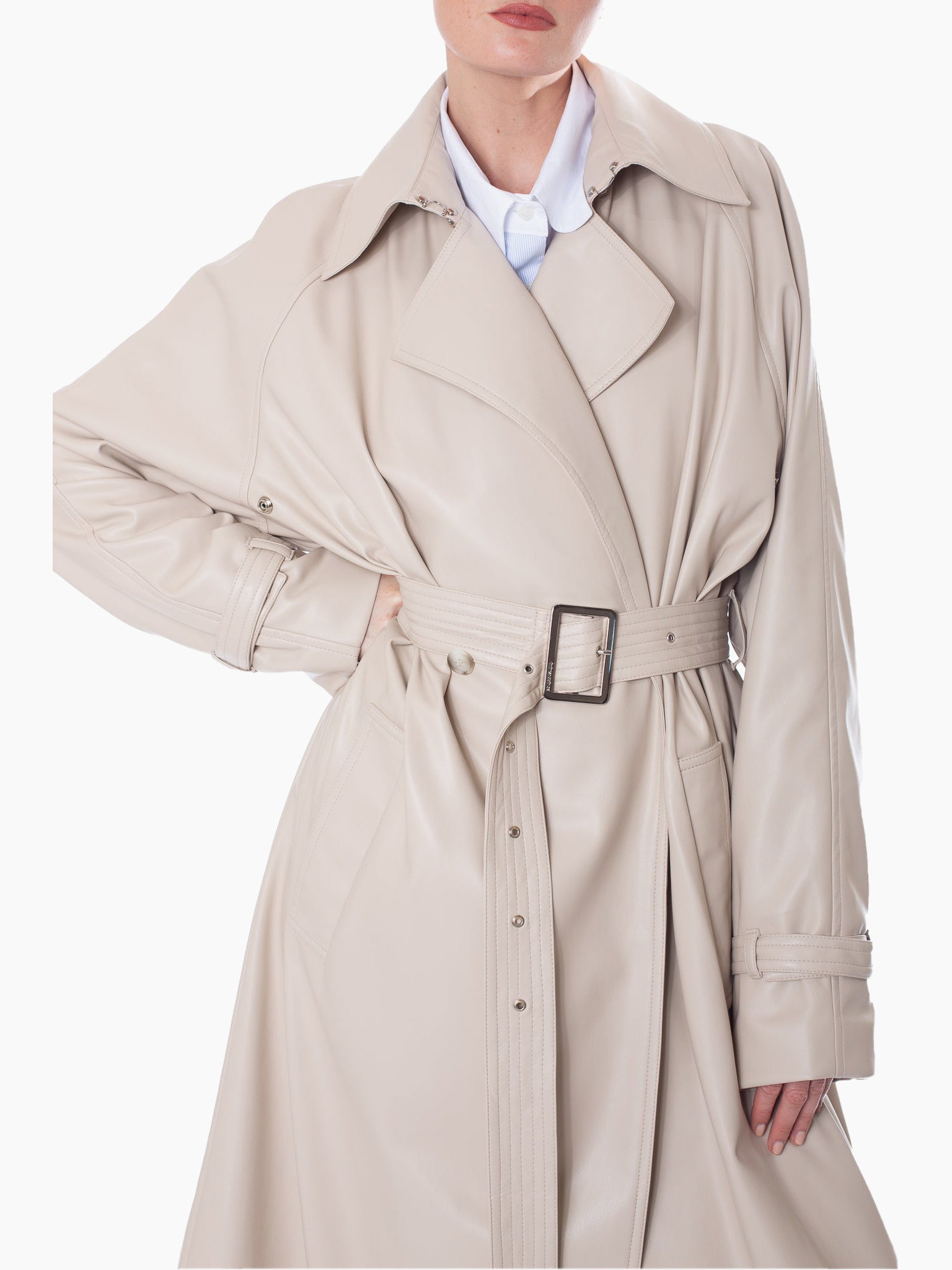BOYAROVSKAYA Eco Leather Trench Coat