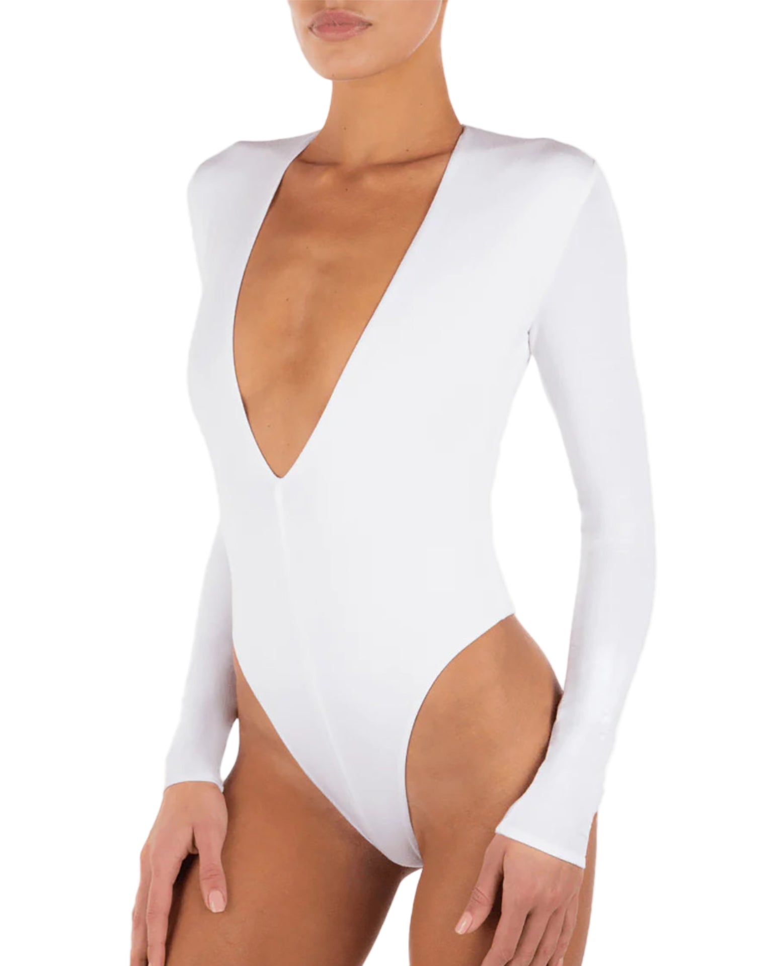 ETERNE Long Sleeve Deep V Bodysuit