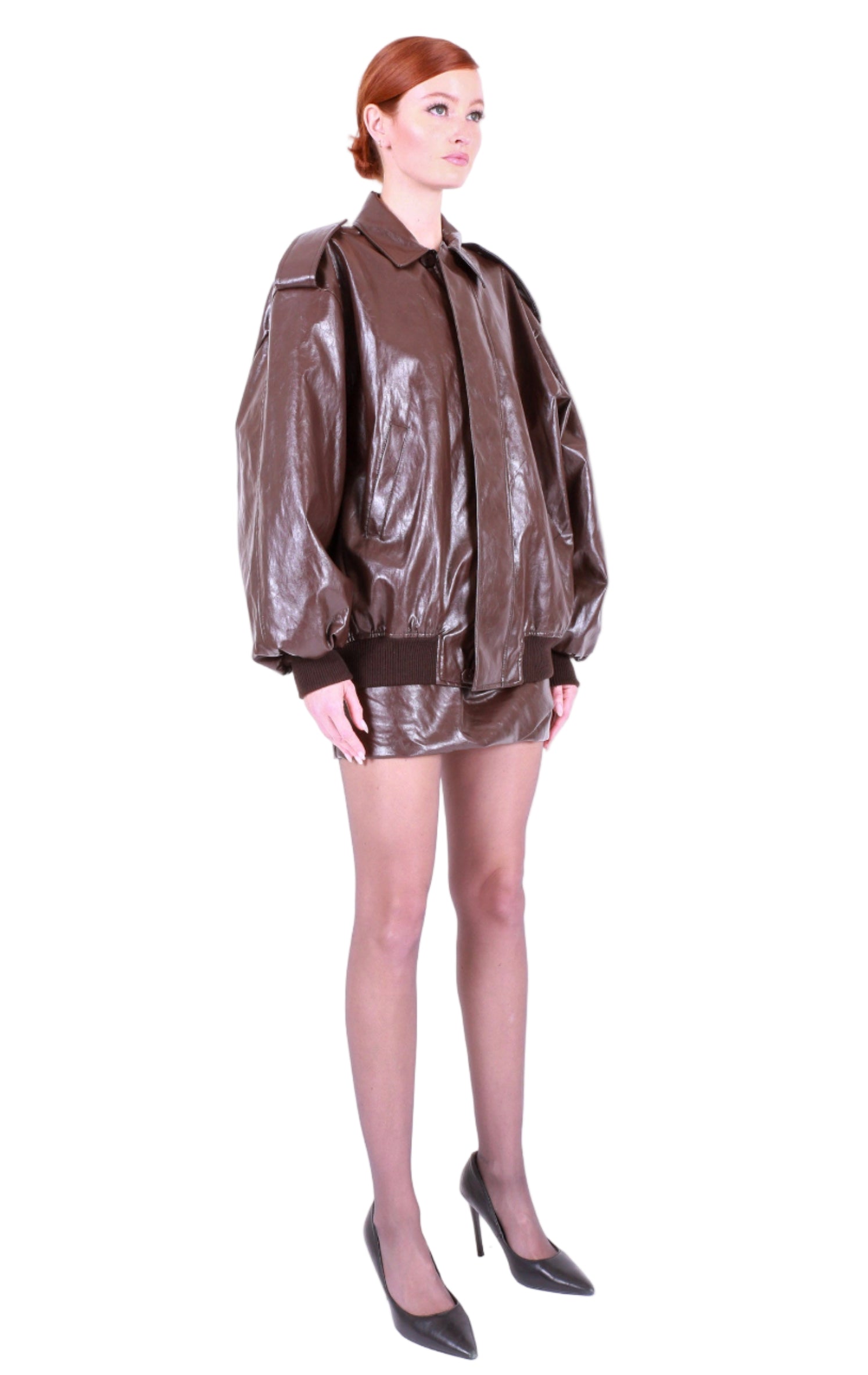 FEDERICA TOSI Oversized Metallic Leather Bomber