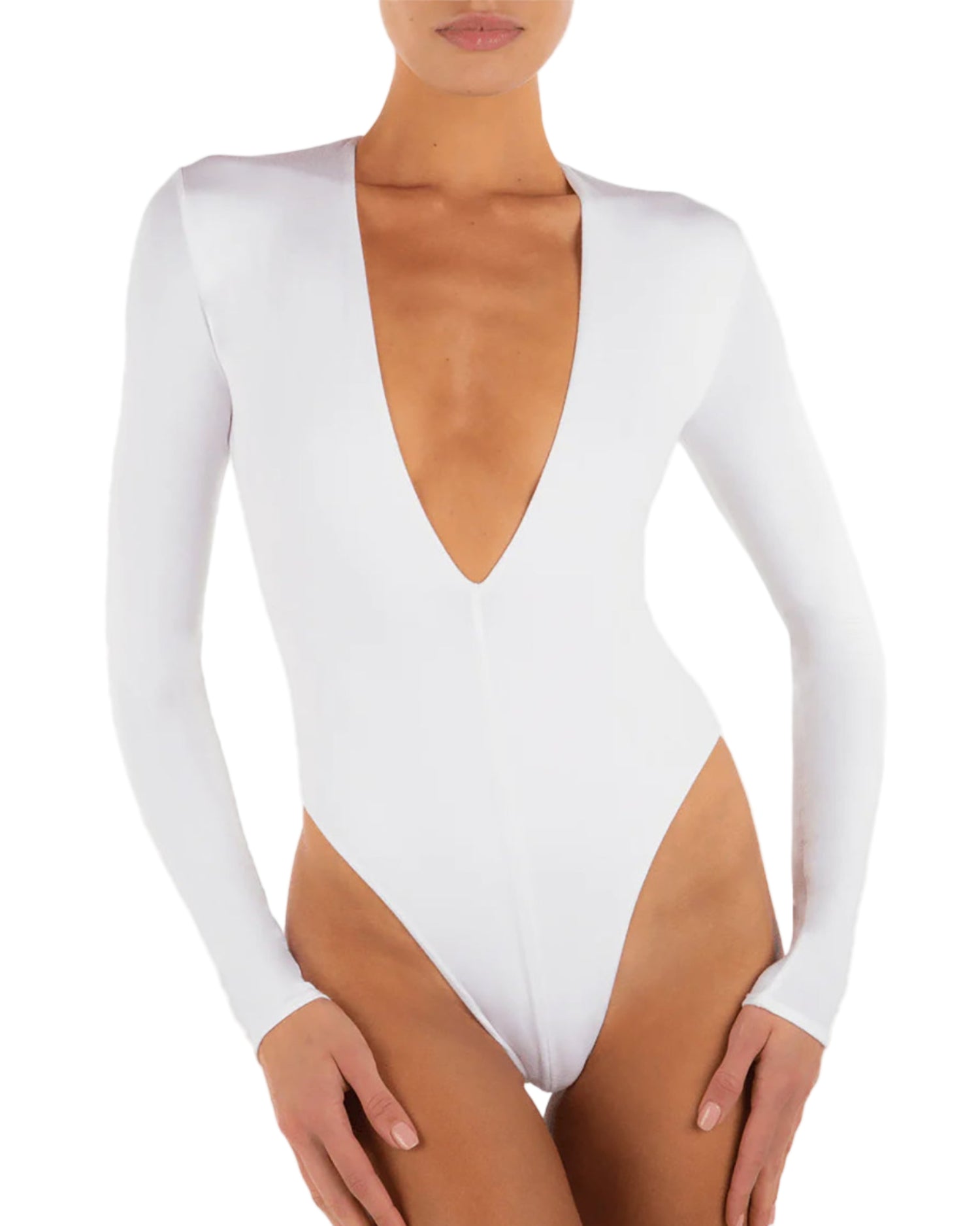 ETERNE Long Sleeve Deep V Bodysuit