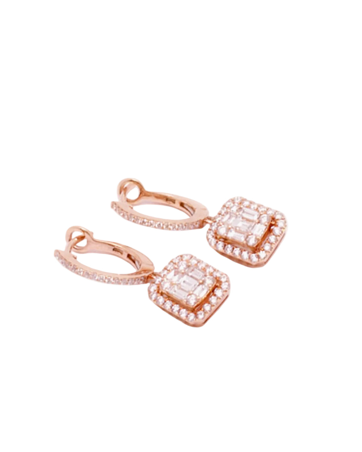 ANEV Square Diamond Dangle Huggies