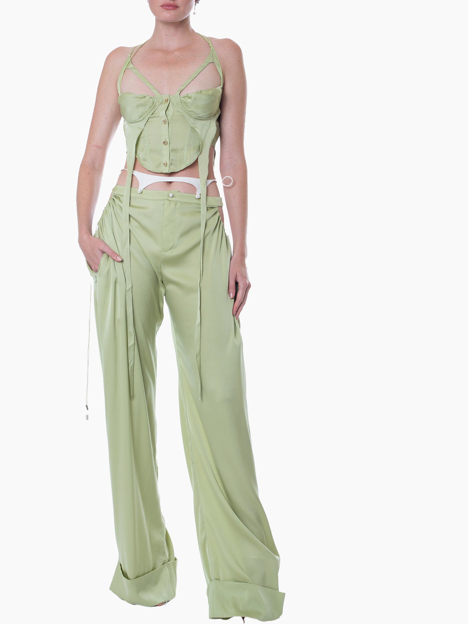 HAN WEN STUDIO Relaxed Fit Cut Out Silk Pant