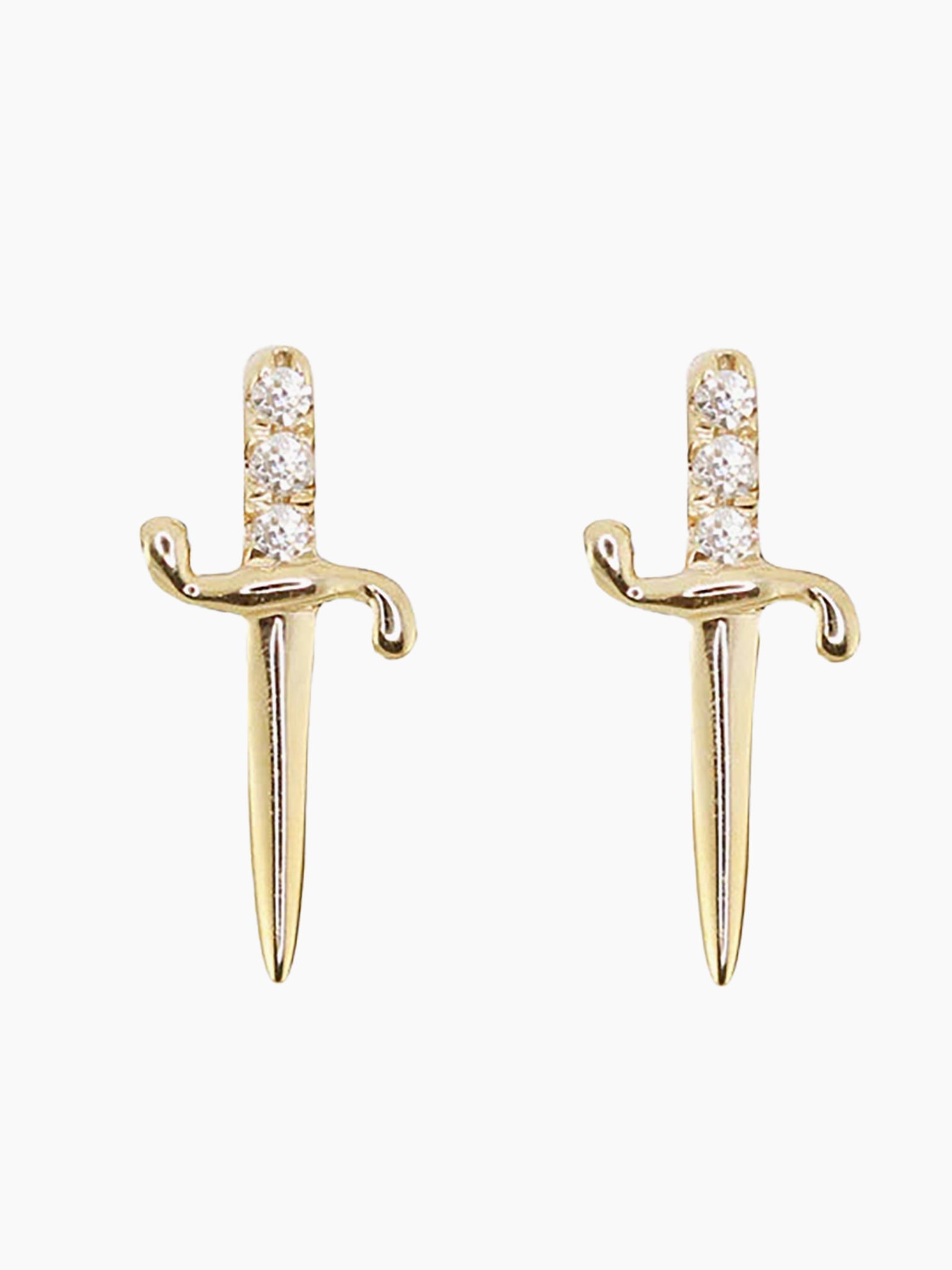 LUNA SKYE 14k Gold and Diamond Mini Sword Sutds