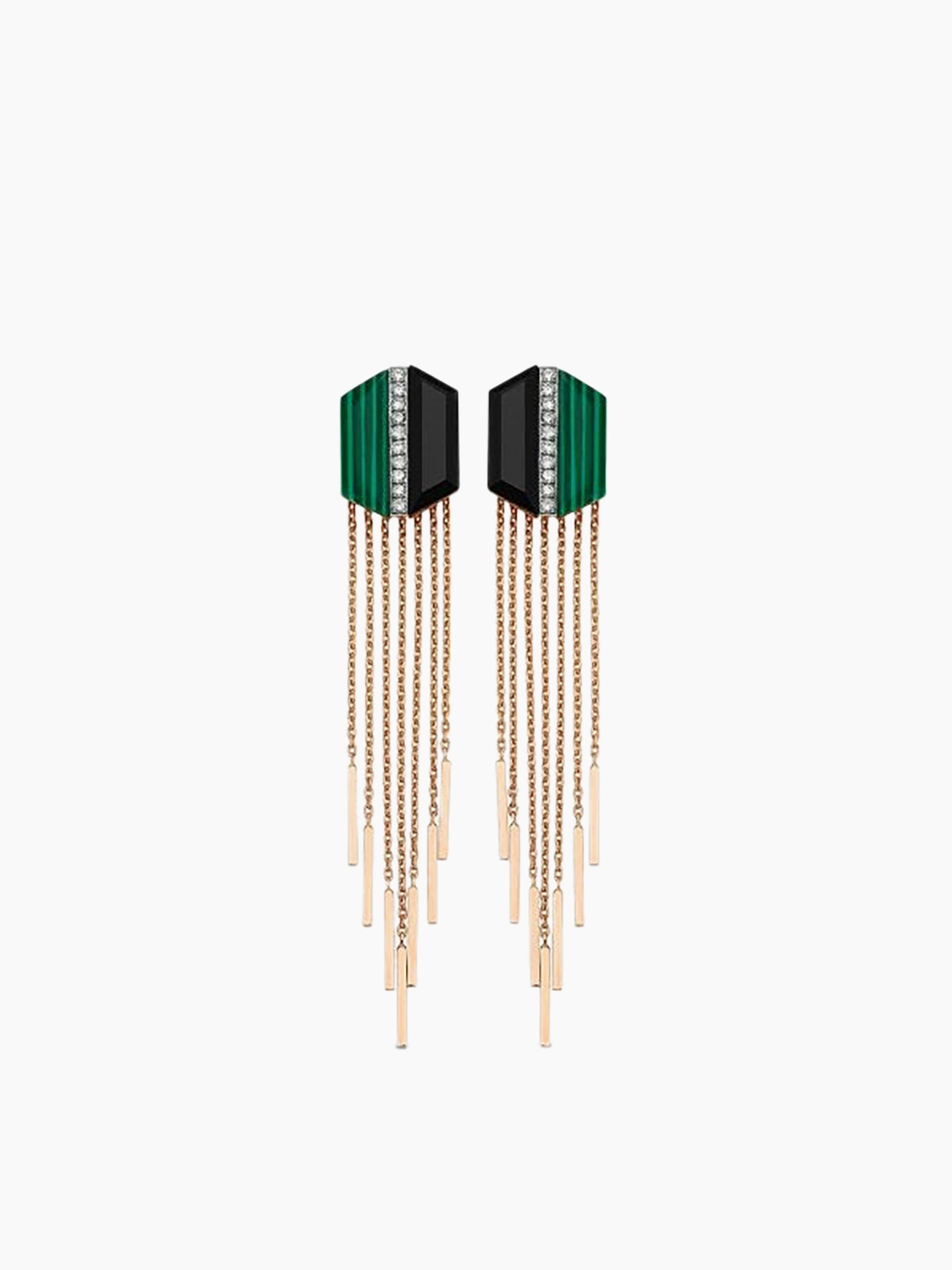 MELIS GORAL Deep Space Malachite &amp; Onyx Earrings