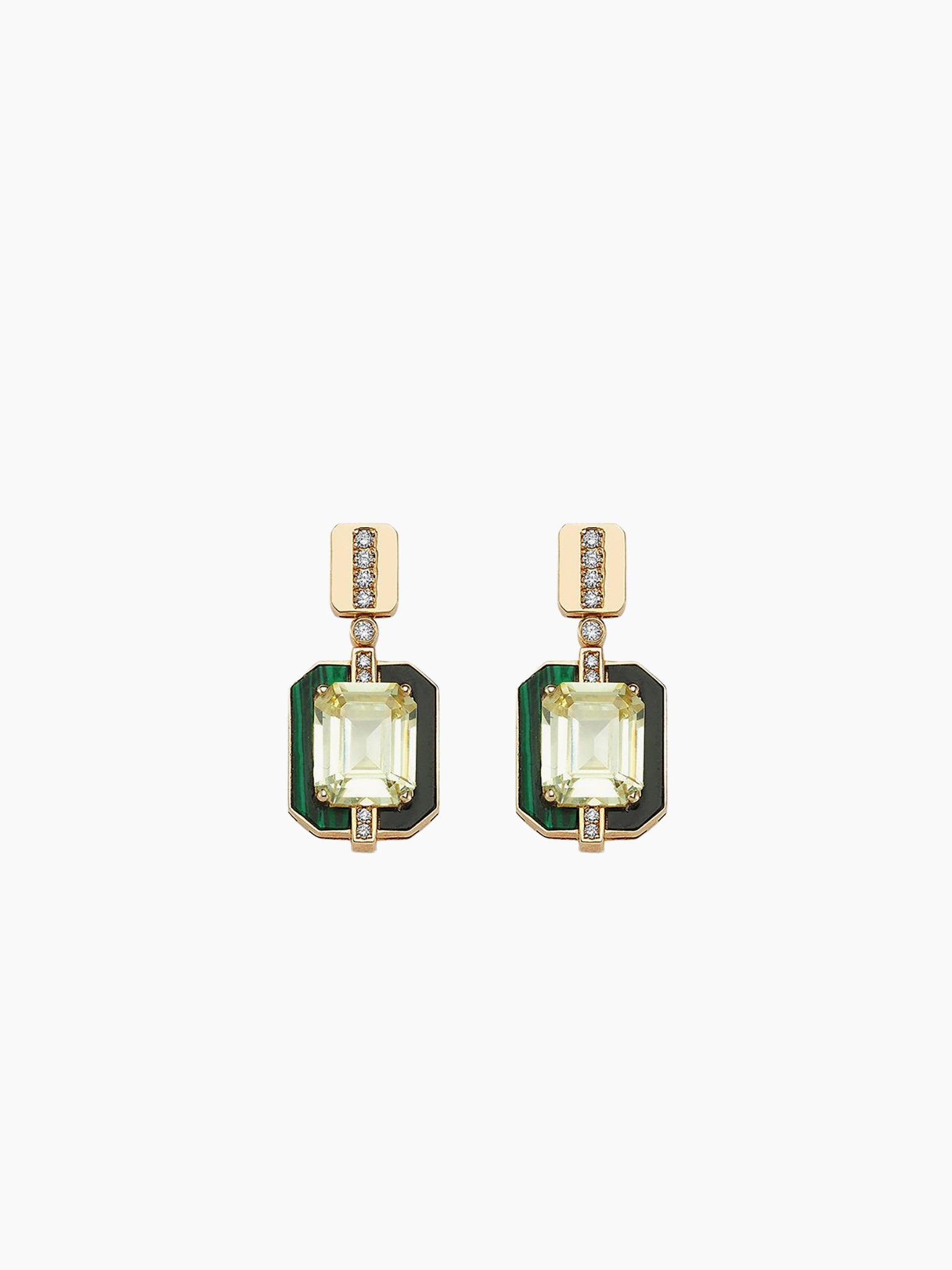 MELIS GORAL Luna Luce Yellow Topaz and Malachite Earrings