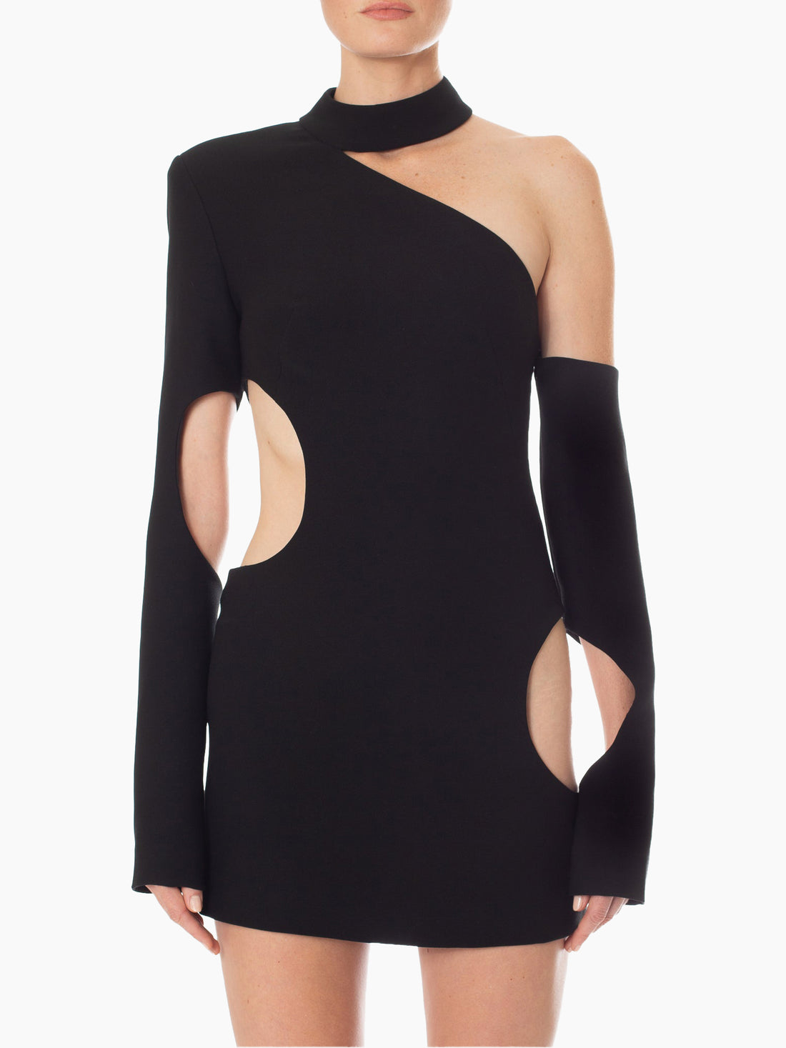 MONOT One Shoulder Circle Cut Out Mini Dress