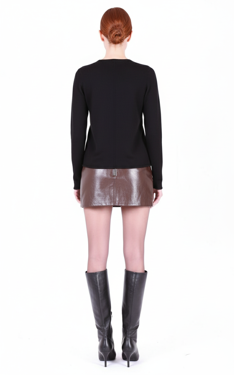 MAJESTIC FILATURES Long Sleeve Cashmere Crewneck Black