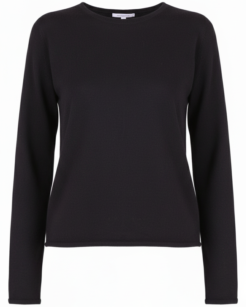MAJESTIC FILATURES Long Sleeve Cashmere Crewneck Black