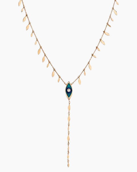 SELDA Evil Eye Seed Necklace with Enamel & White Diamond