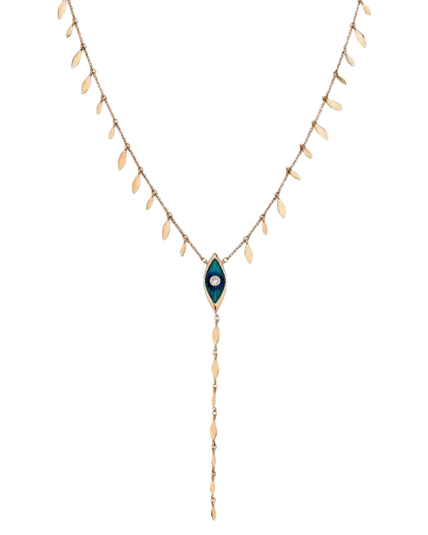 SELDA Evil Eye Seed Necklace with Enamel & White Diamond