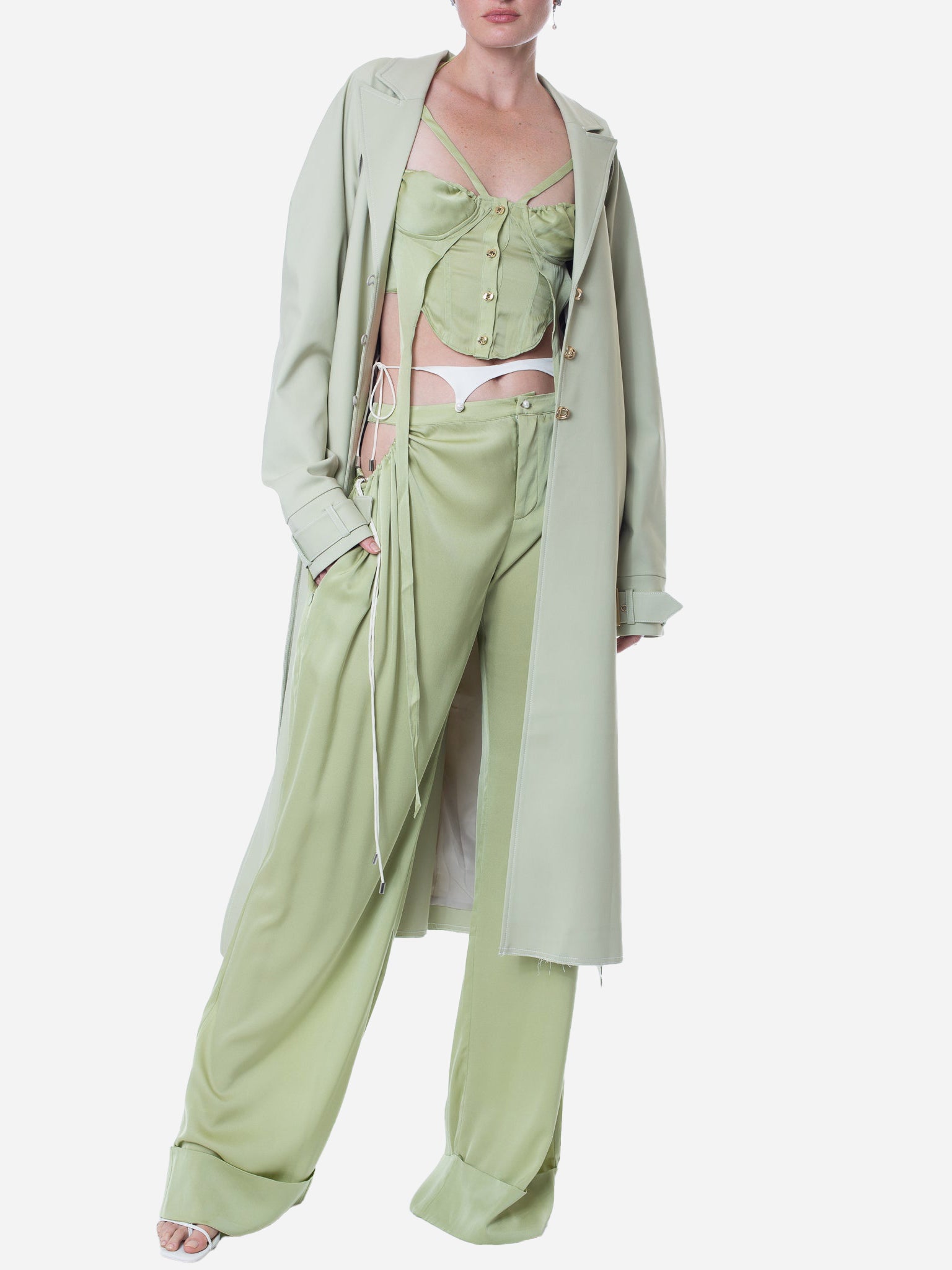 HAN WEN STUDIO Relaxed Fit Cut Out Silk Pant