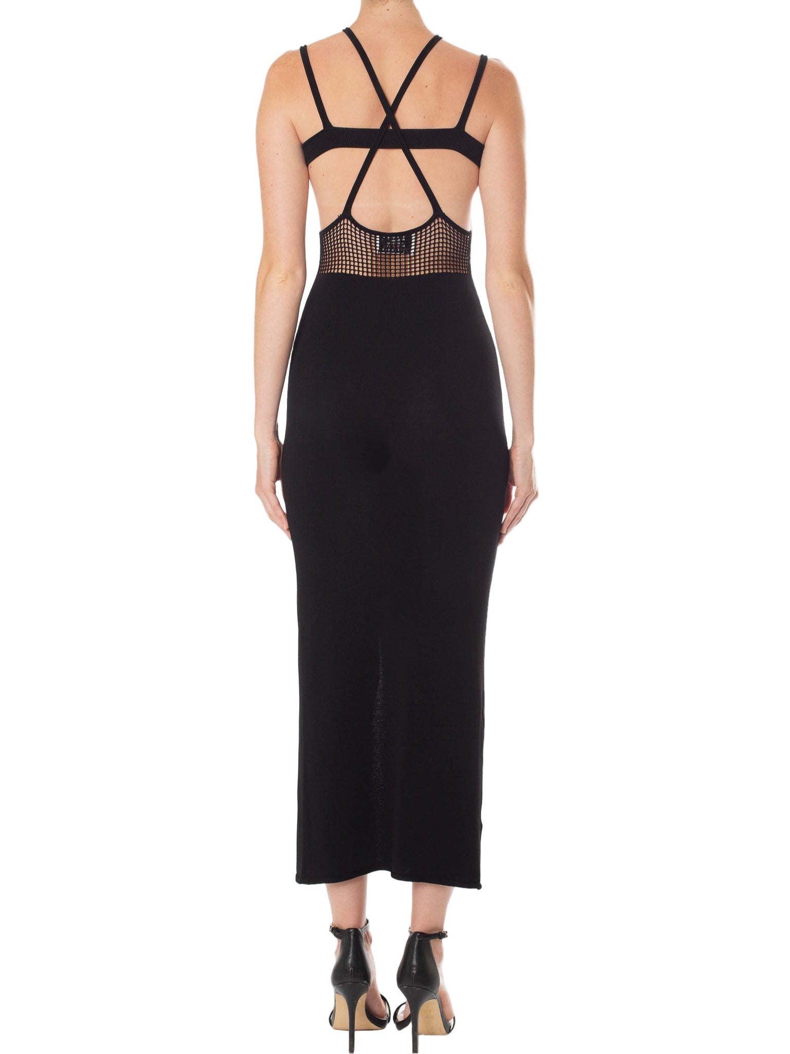 HAN WEN STUDIO Ribbed Knit Twisted-Waist Strappy Midi Dress