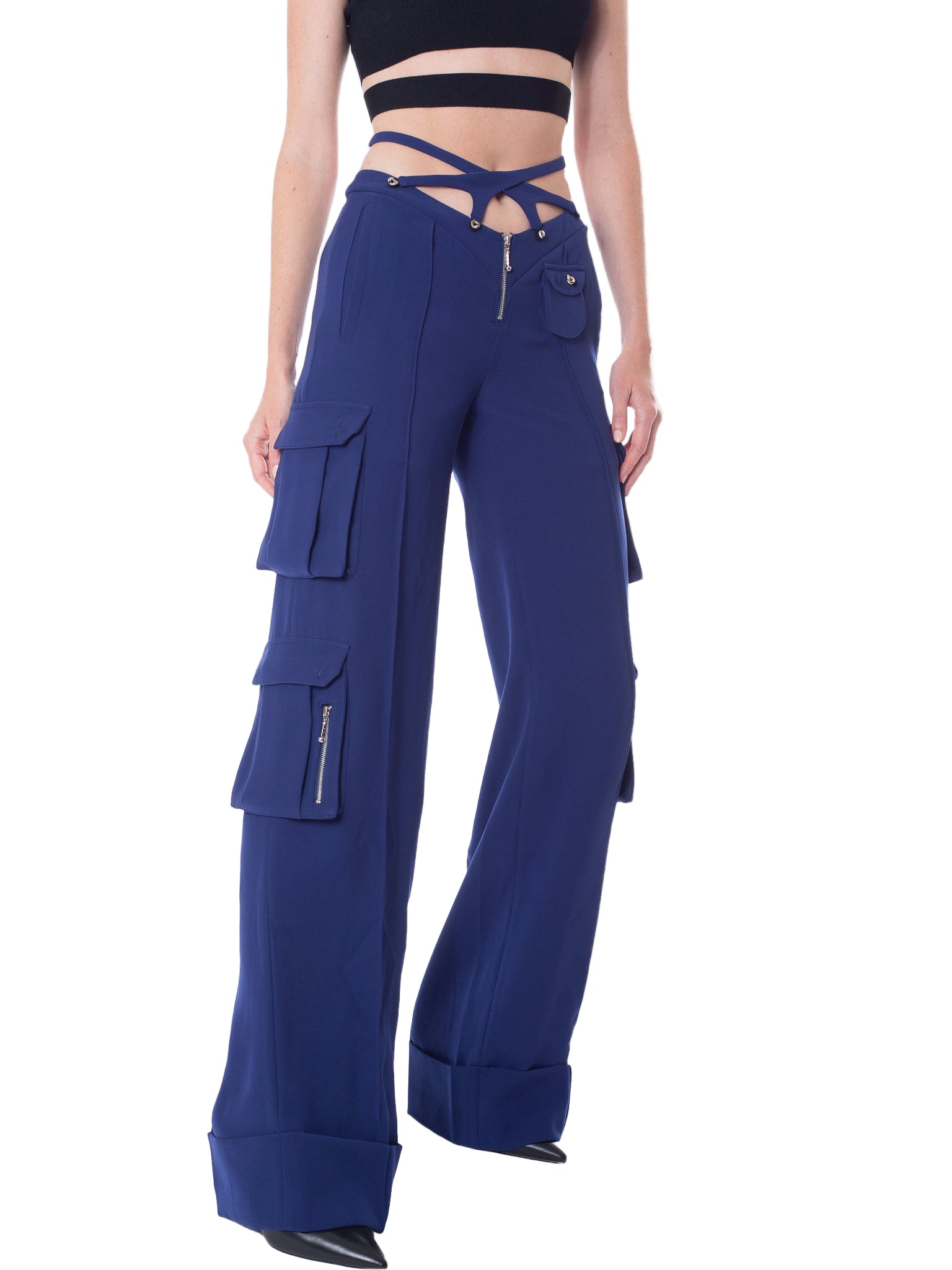 HAN WEN STUDIO V-waist Cargo Pant with Detachable Strappy Waistbands