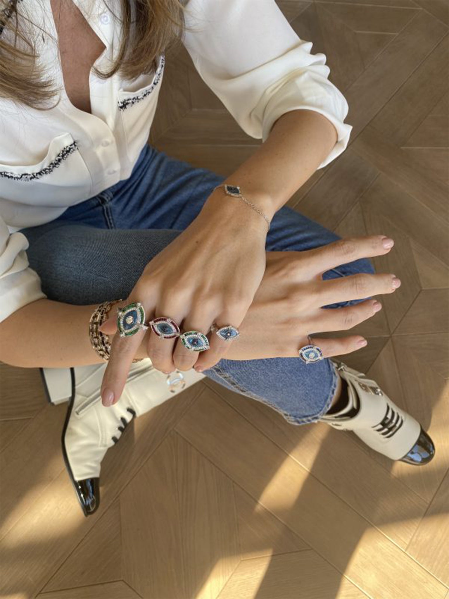 MELIS GORAL Guardian Sapphire, Tsavorite & Diamond Ring