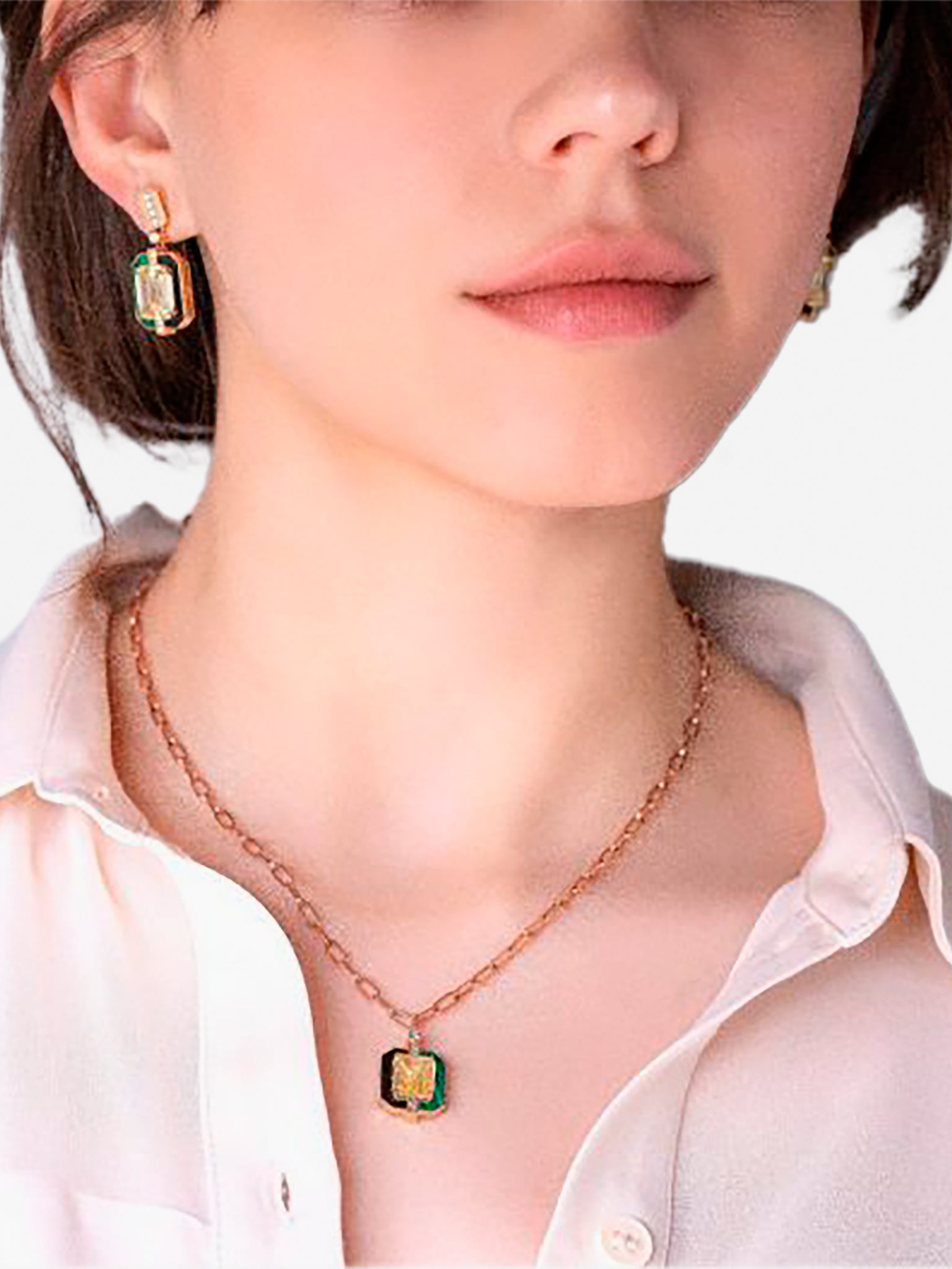 MELIS GORAL Luna Luce Yellow Topaz and Malachite Earrings