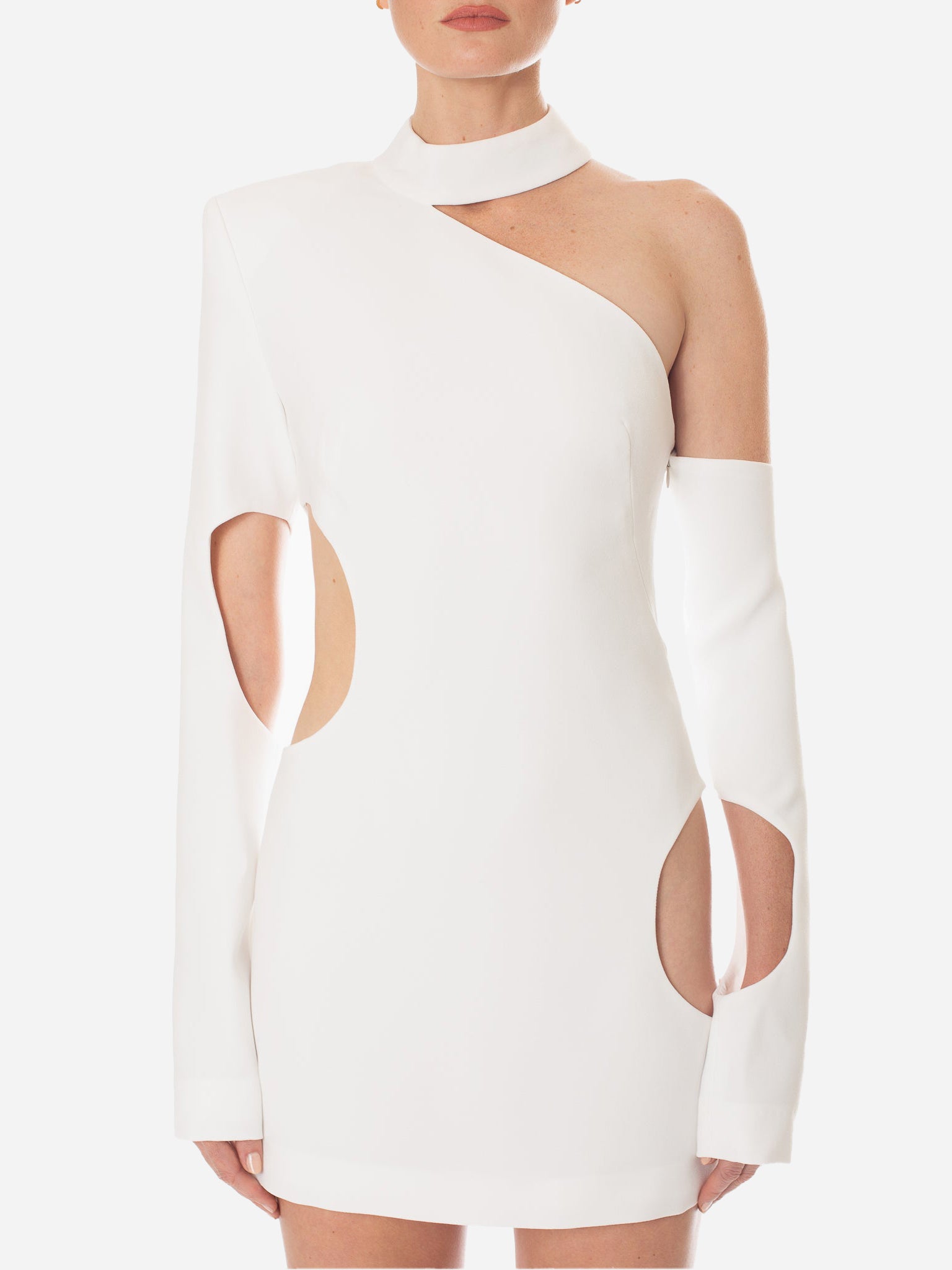 MONOT One Shoulder Circle Cut Out Mini Dress