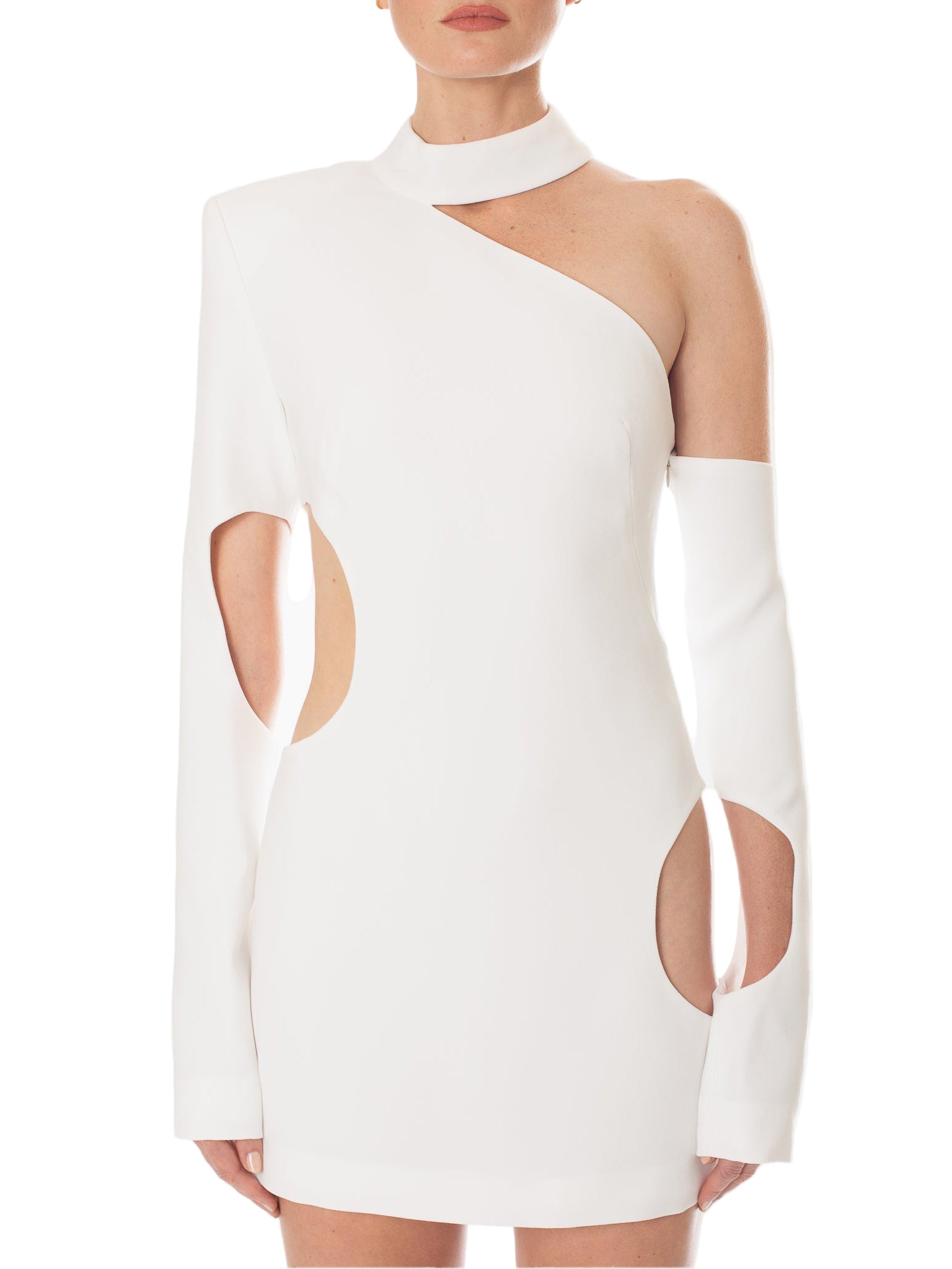 MONOT One Shoulder Circle Cut Out Mini Dress