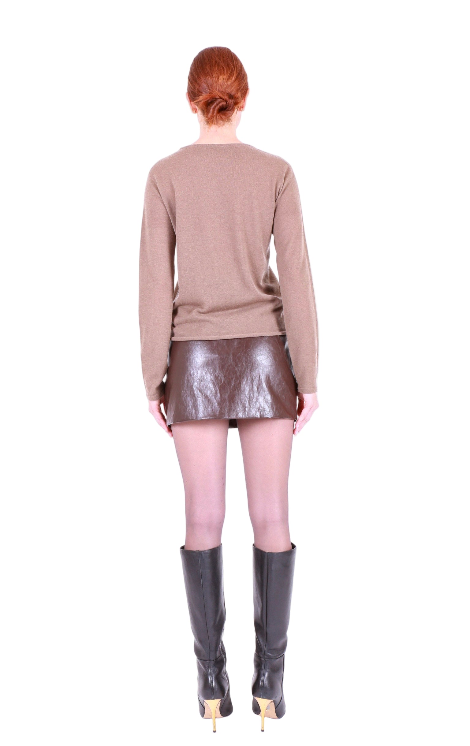 MAJESTIC FILATURES Long Sleeve Cashmere Crewneck Brown