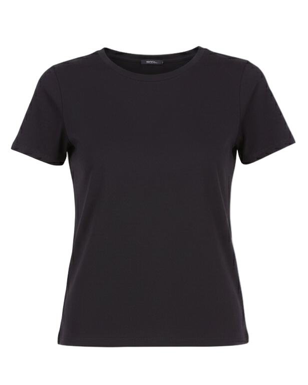 MAJESTIC FILATURES Short Sleeve Cashmere Crewneck Black