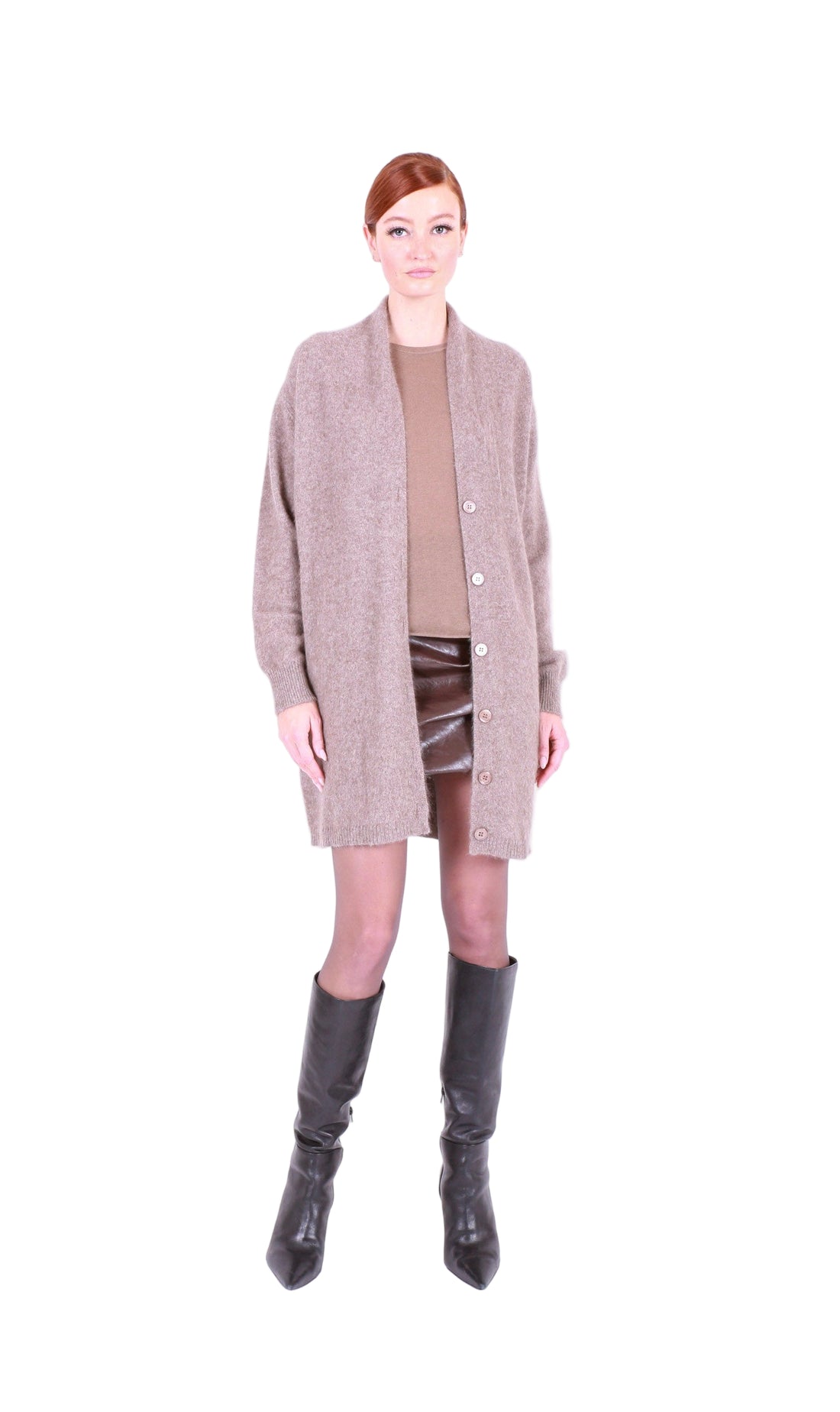 MAJESTIC FILATURES Merino Fox Midi Cardigan Brown