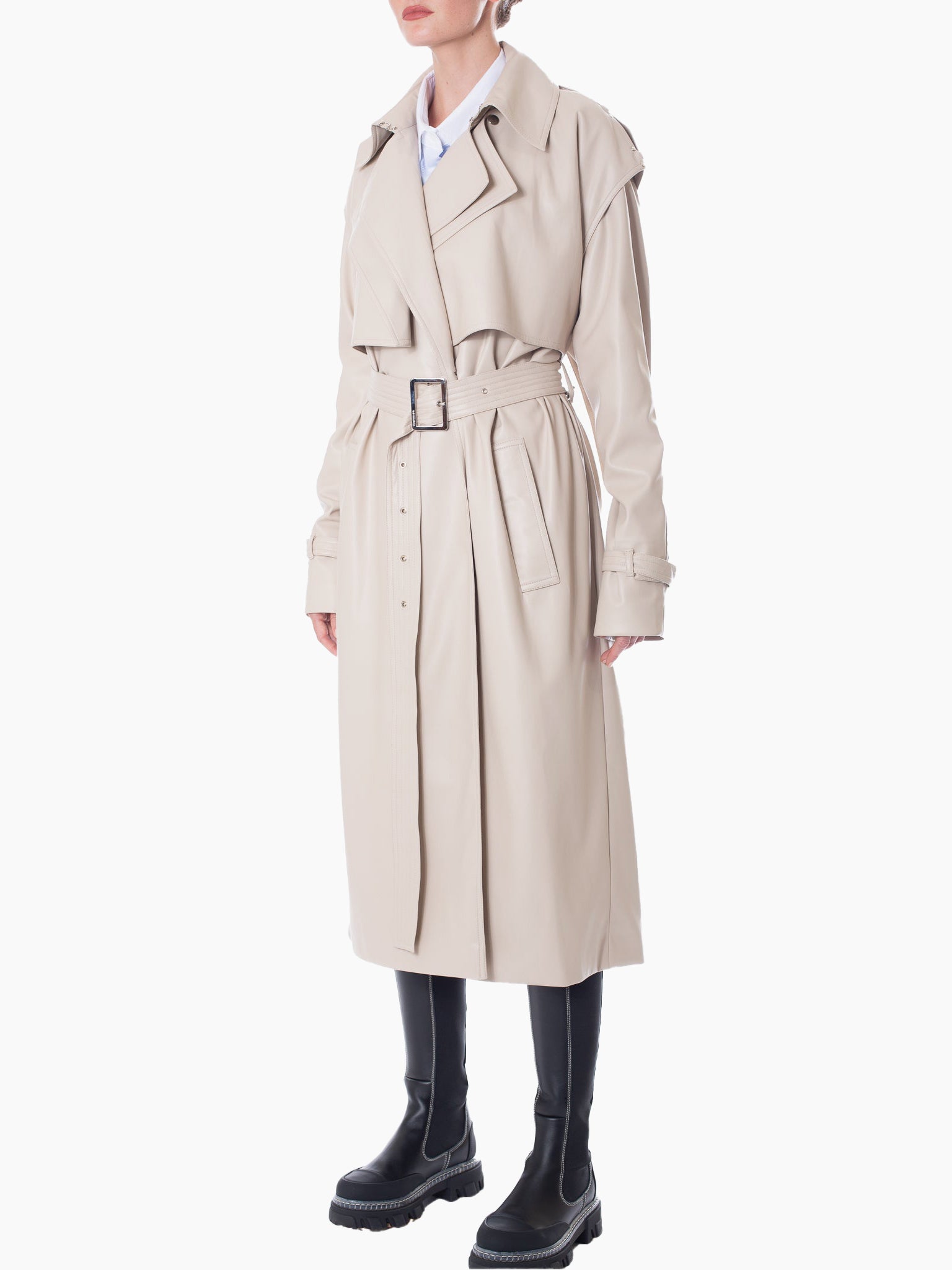 BOYAROVSKAYA Eco Leather Trench Coat