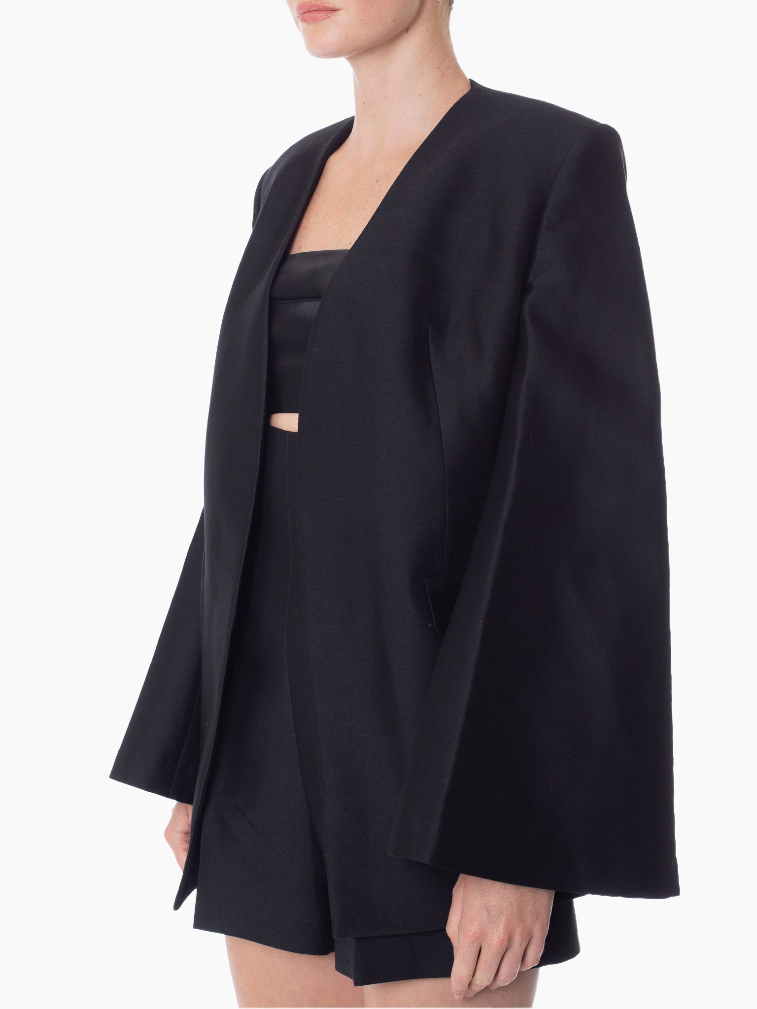 GIA STUDIOS Silk Wool Flared Sleeve Jacket