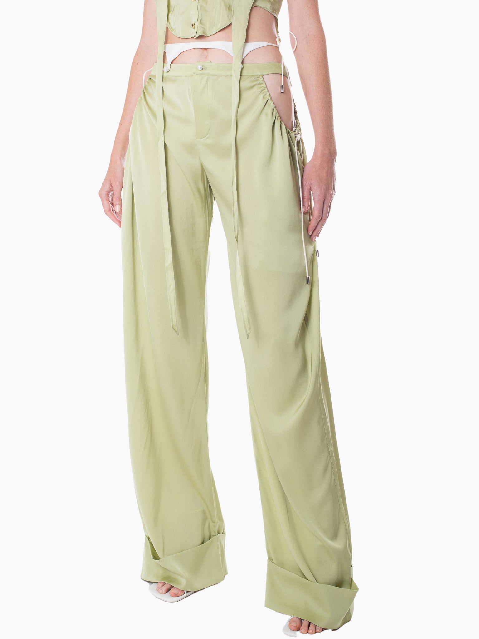 HAN WEN STUDIO Relaxed Fit Cut Out Silk Pant