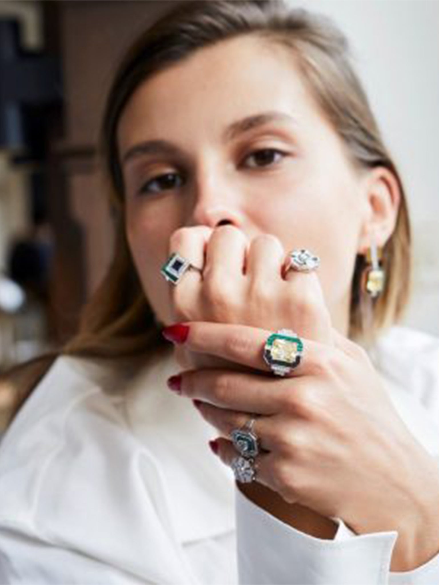 MELIS GORAL Luna Luce Malachite & Yellow Topaz Ring