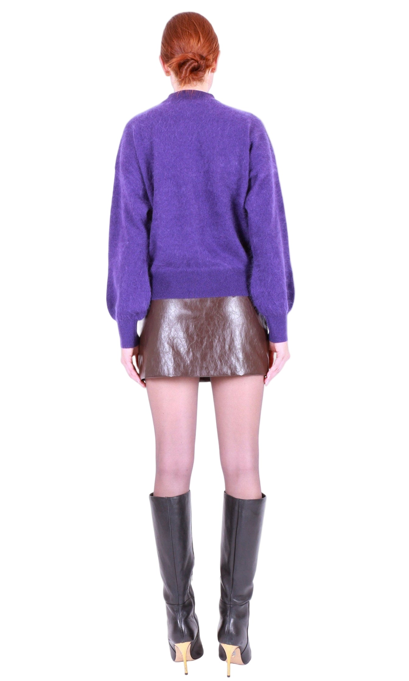 MAJESTIC FILATURES Wool Cashmere Long Sleeve Crewneck Plum