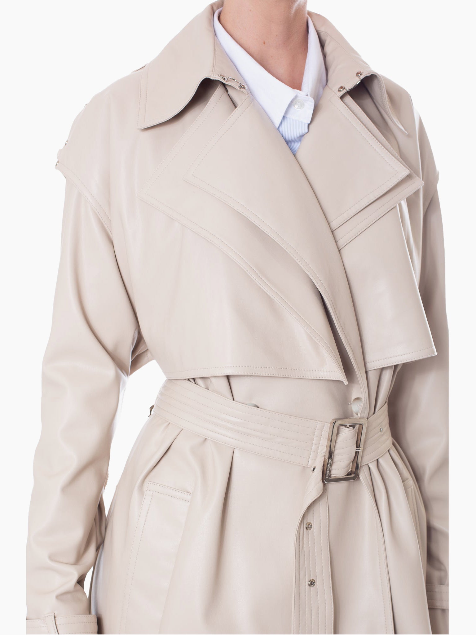 BOYAROVSKAYA Eco Leather Trench Coat