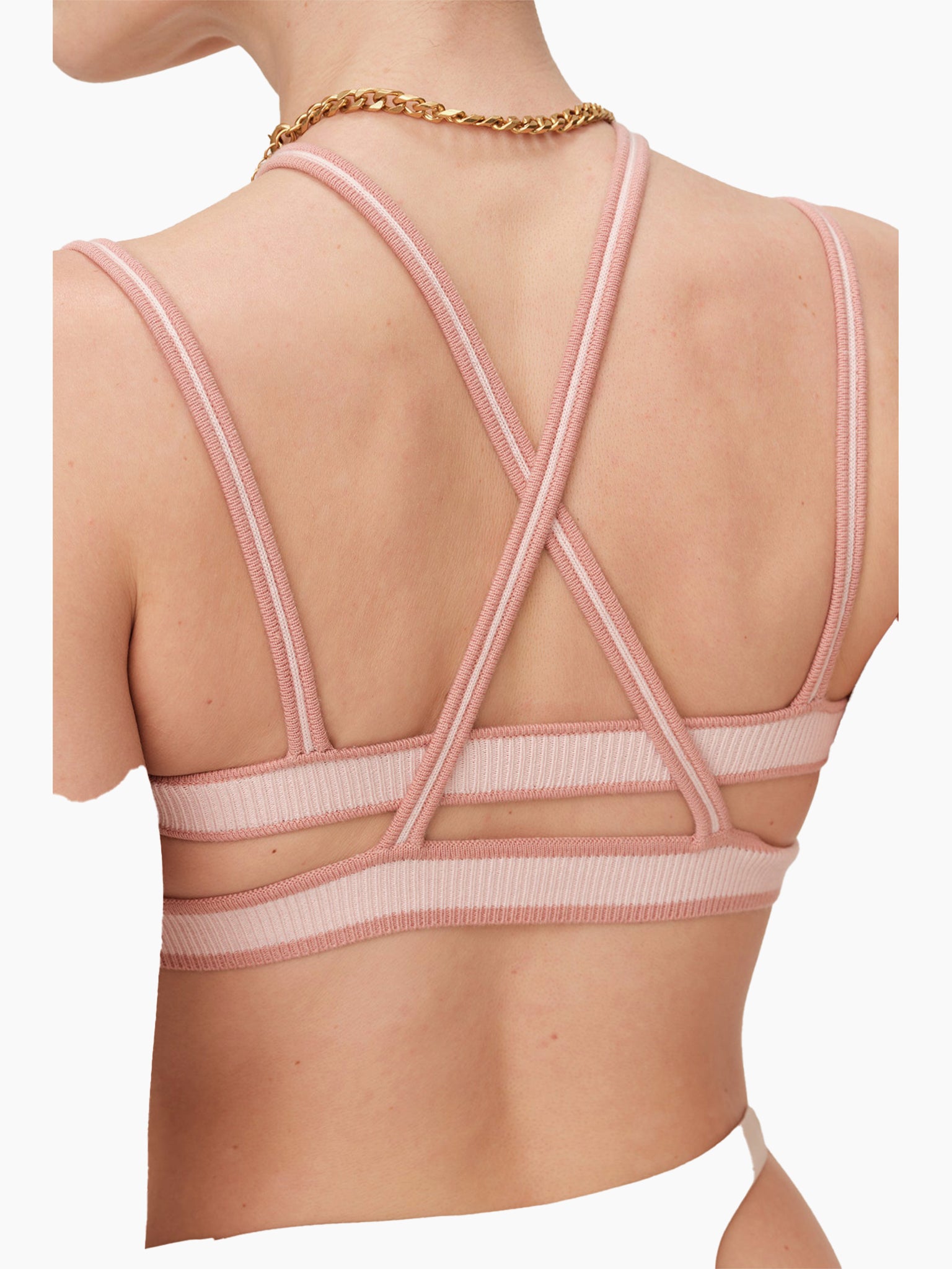 HAN WEN STUDIO Ribbed Knit Underboob Sporty Bra Top