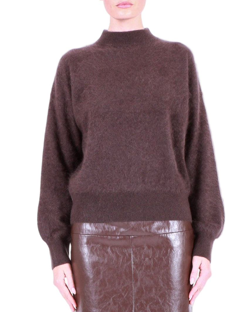 MAJESTIC FILATURES Wool Cashmere Long Sleeve Crewneck Brown