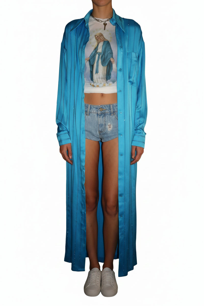 FILLES A PAPA Empire Extra Long Satin Shirt