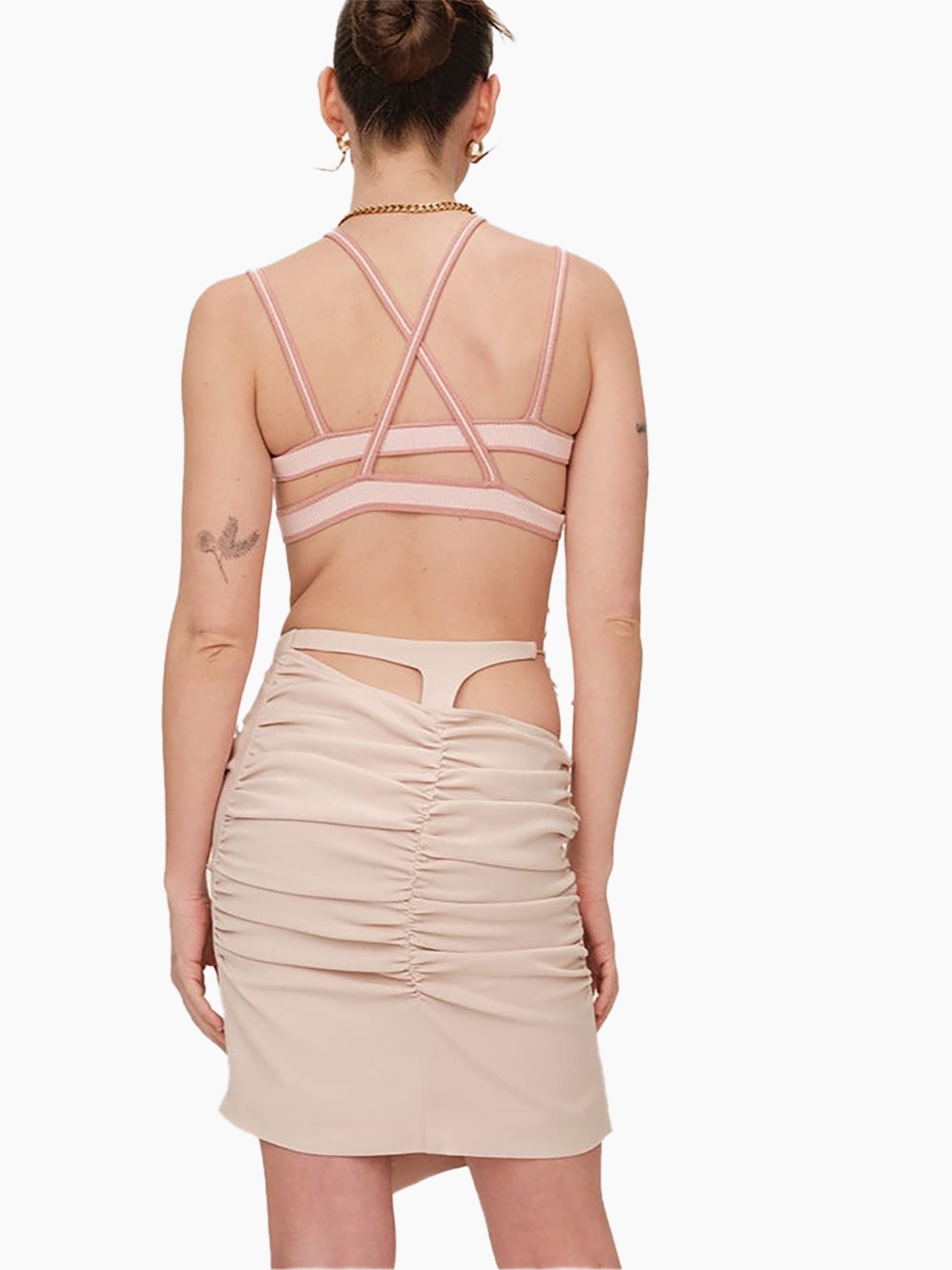 HAN WEN STUDIO Ribbed Knit Underboob Sporty Bra Top