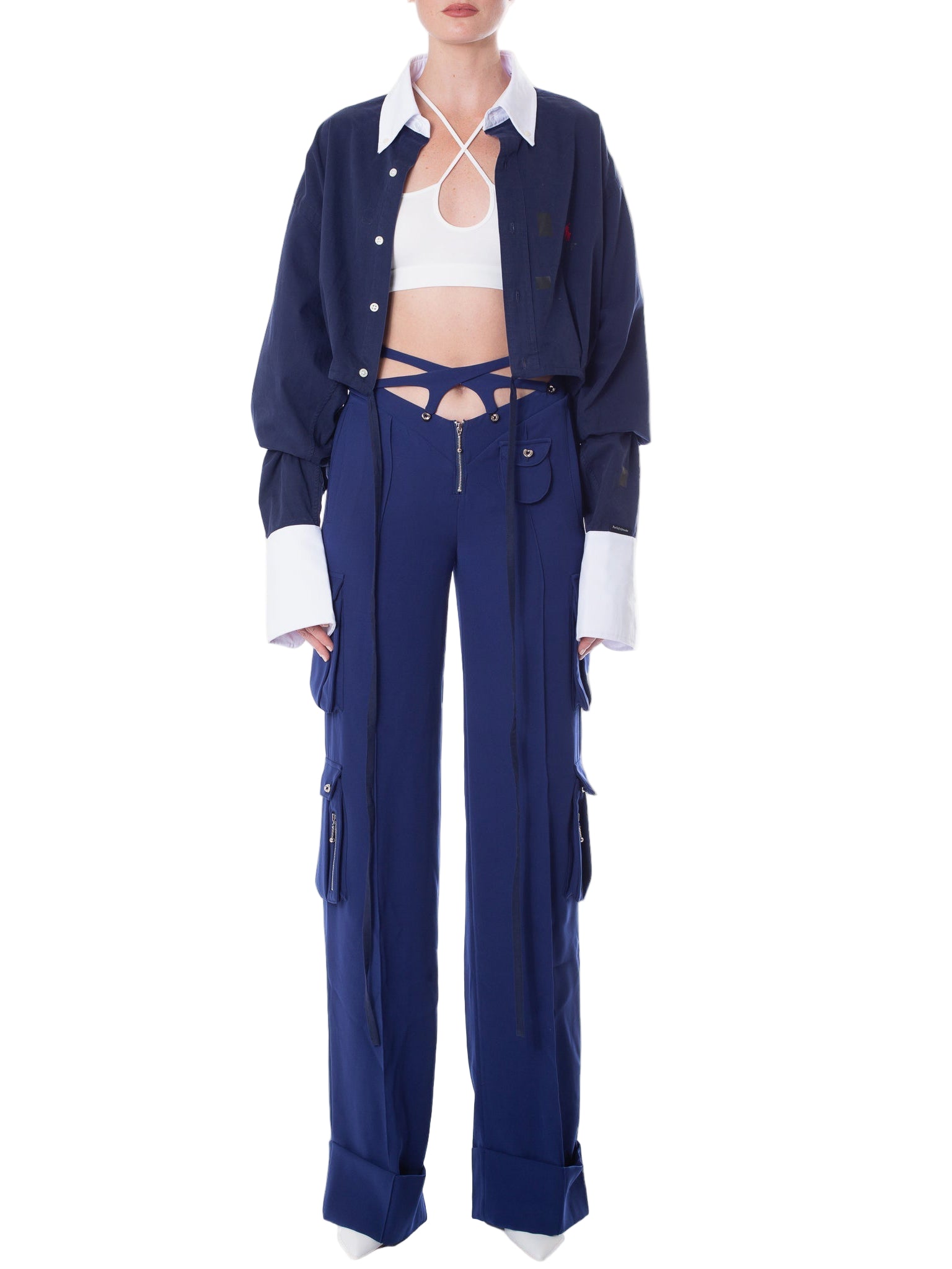 HAN WEN STUDIO V-waist Cargo Pant with Detachable Strappy Waistbands