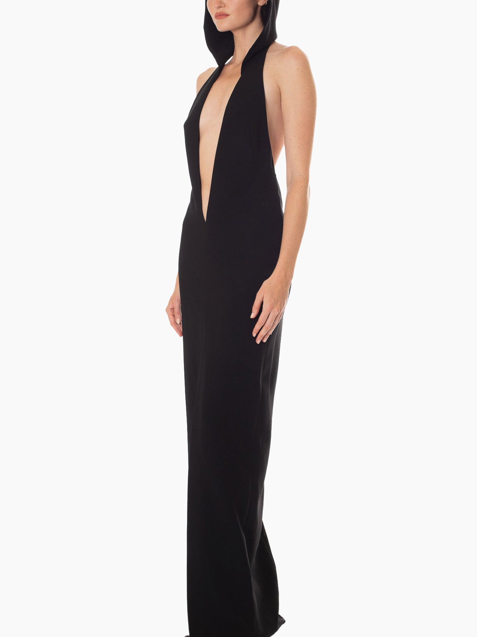 MONOT Hooded Halter Slit Maxi Dress