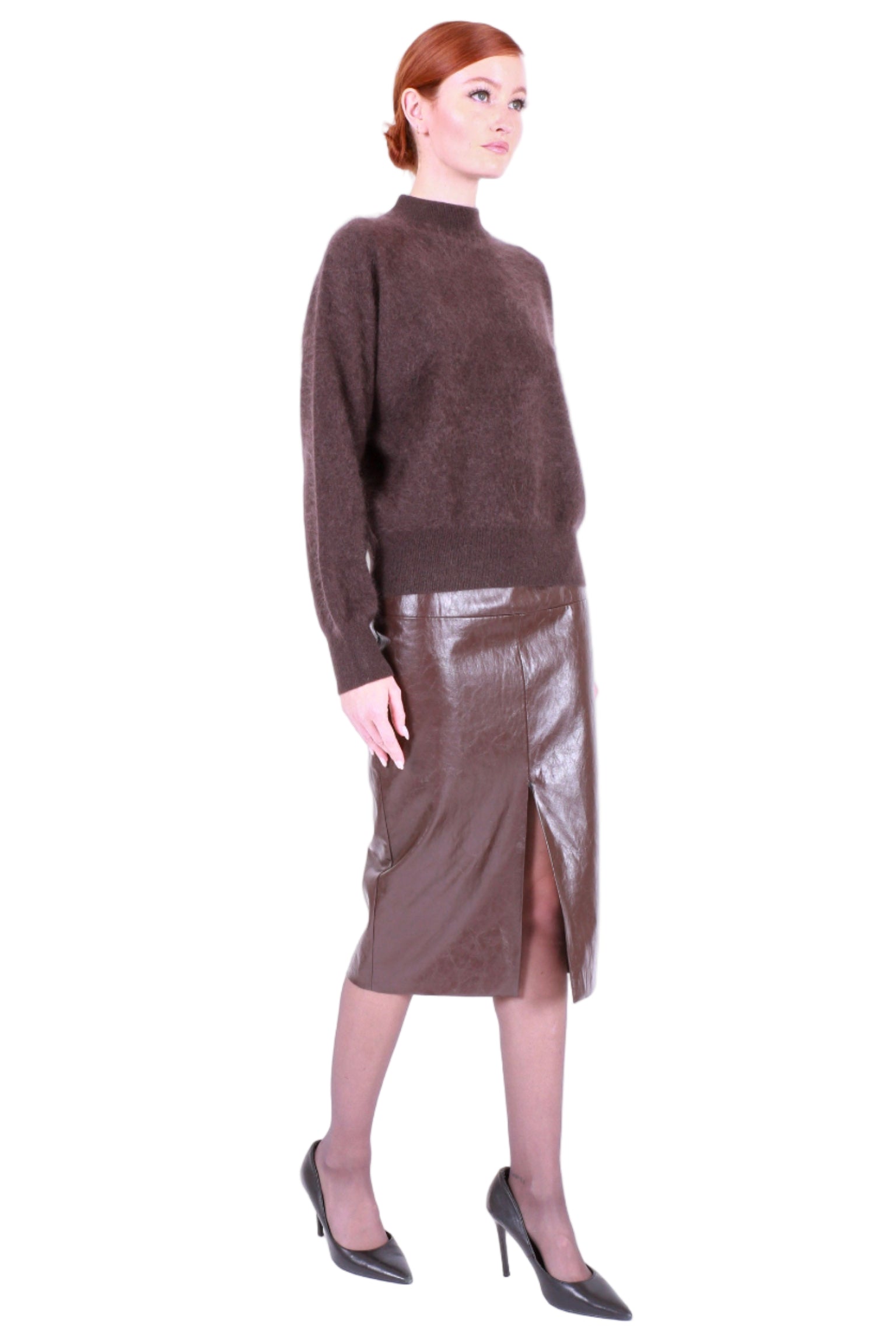 MAJESTIC FILATURES Wool Cashmere Long Sleeve Crewneck Brown