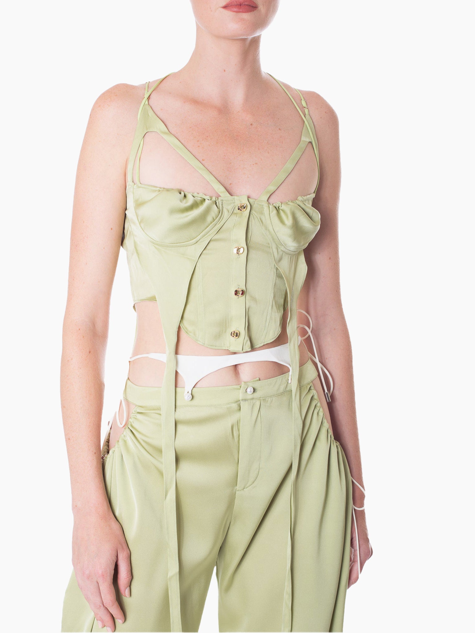 HAN WEN STUDIO Relaxed Fit Cut Out Silk Pant