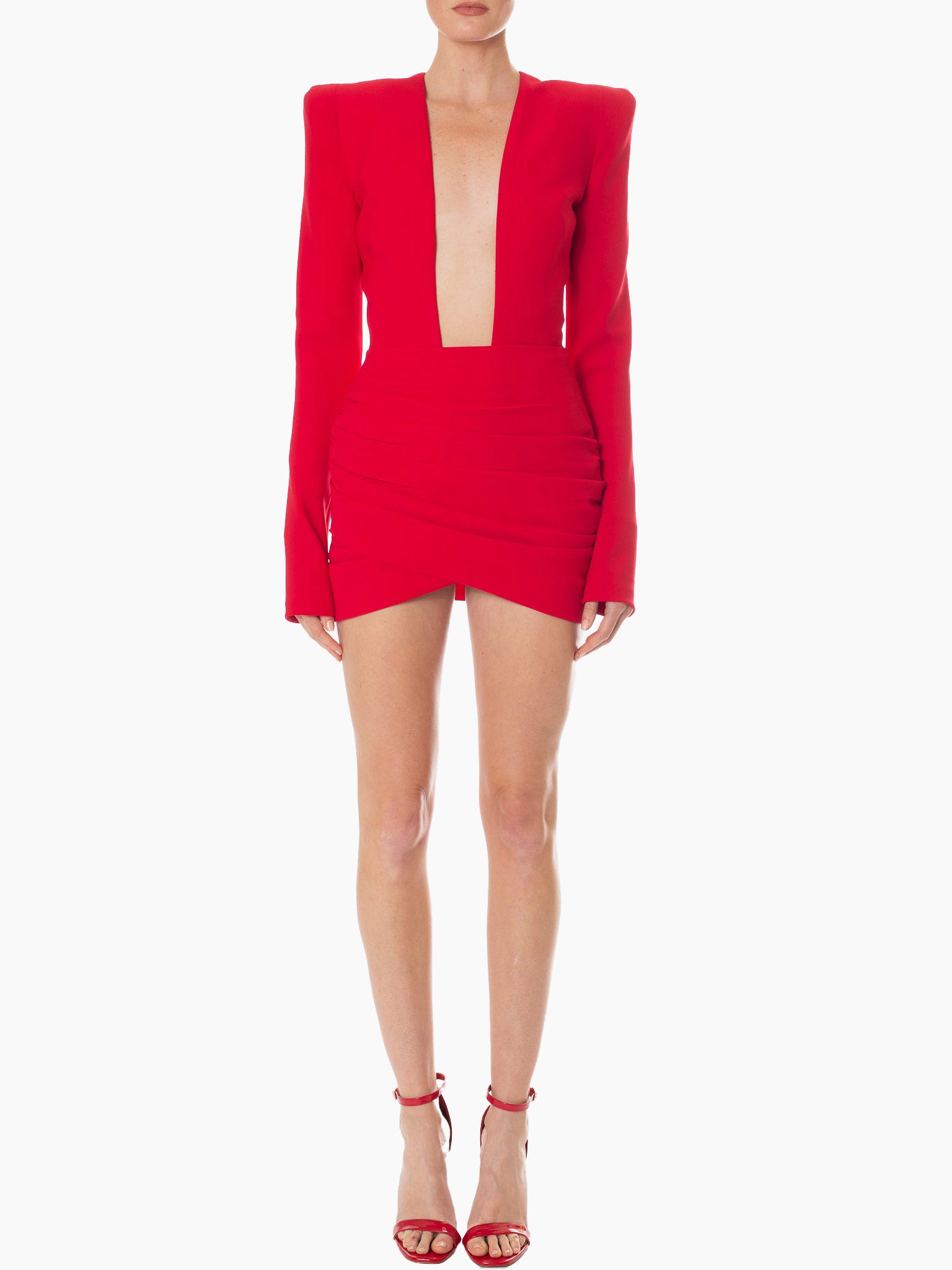 MONOT Plunge V-Neck Mini Dress