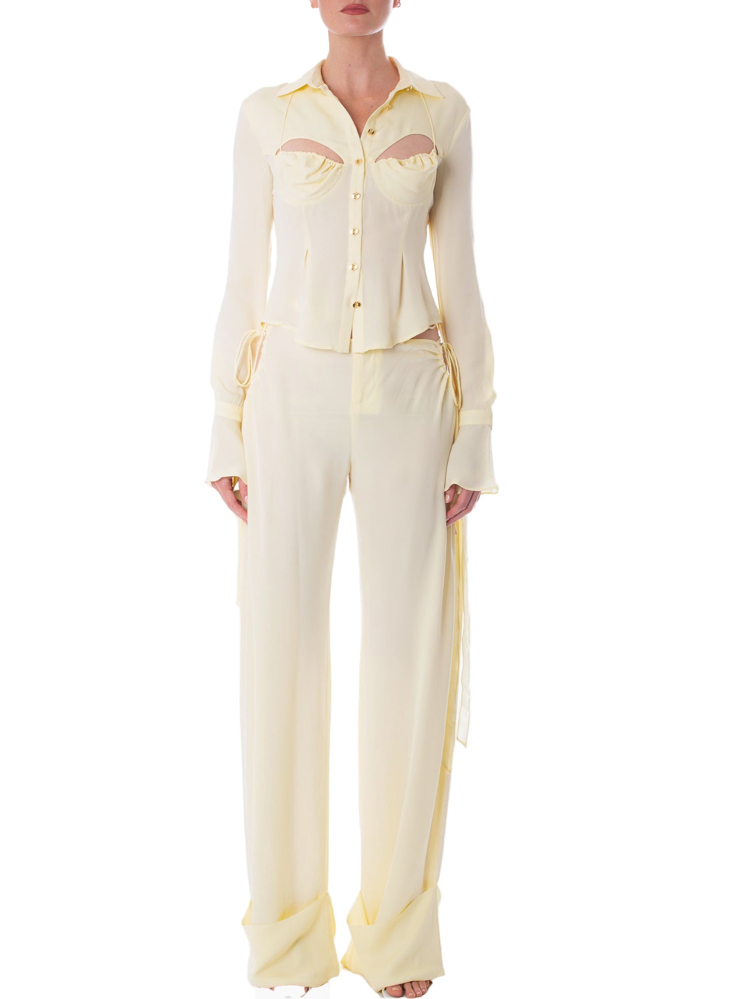 HAN WEN STUDIO Silk Fitted Strappy Bra Blouse