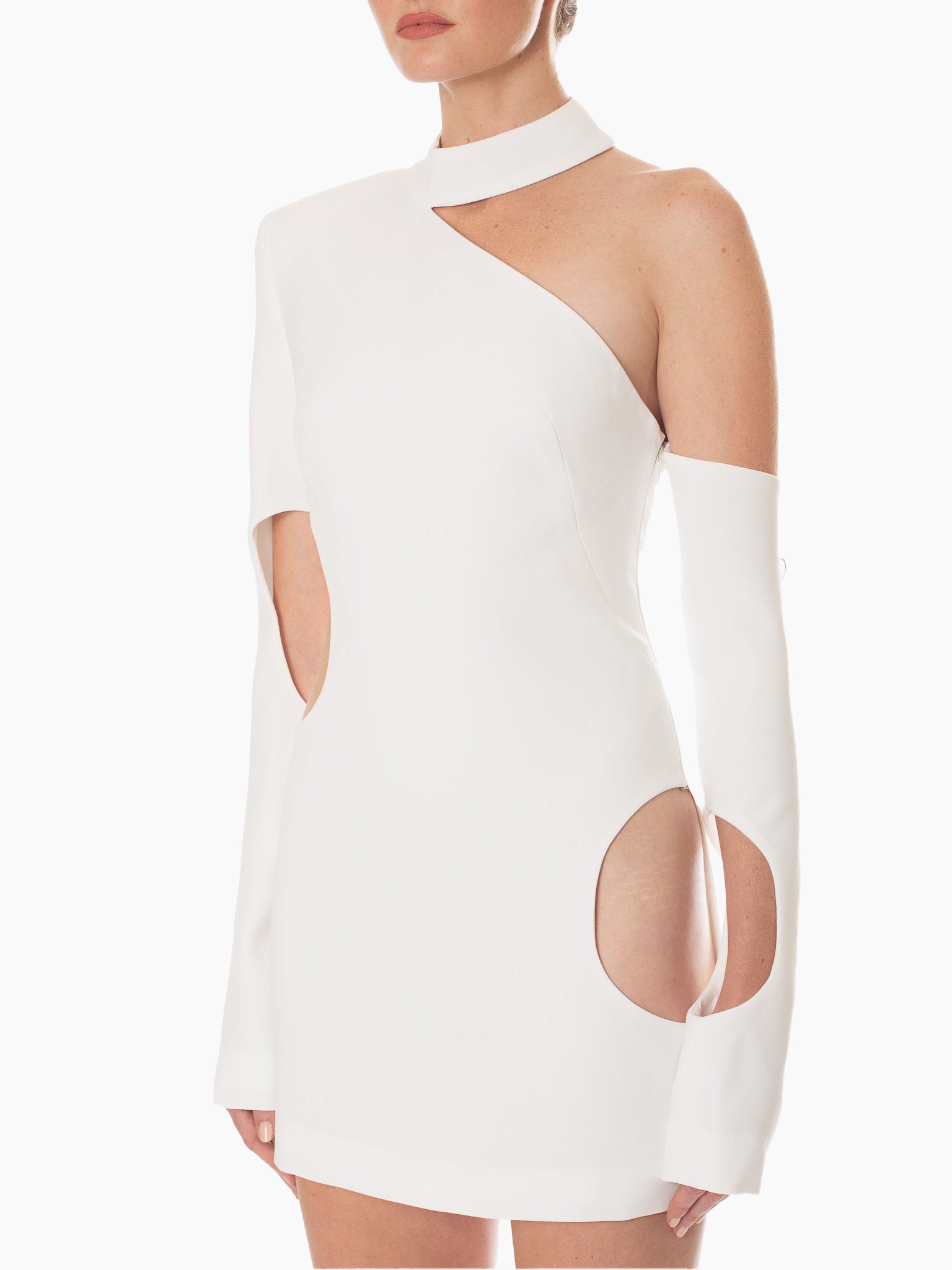 MONOT One Shoulder Circle Cut Out Mini Dress