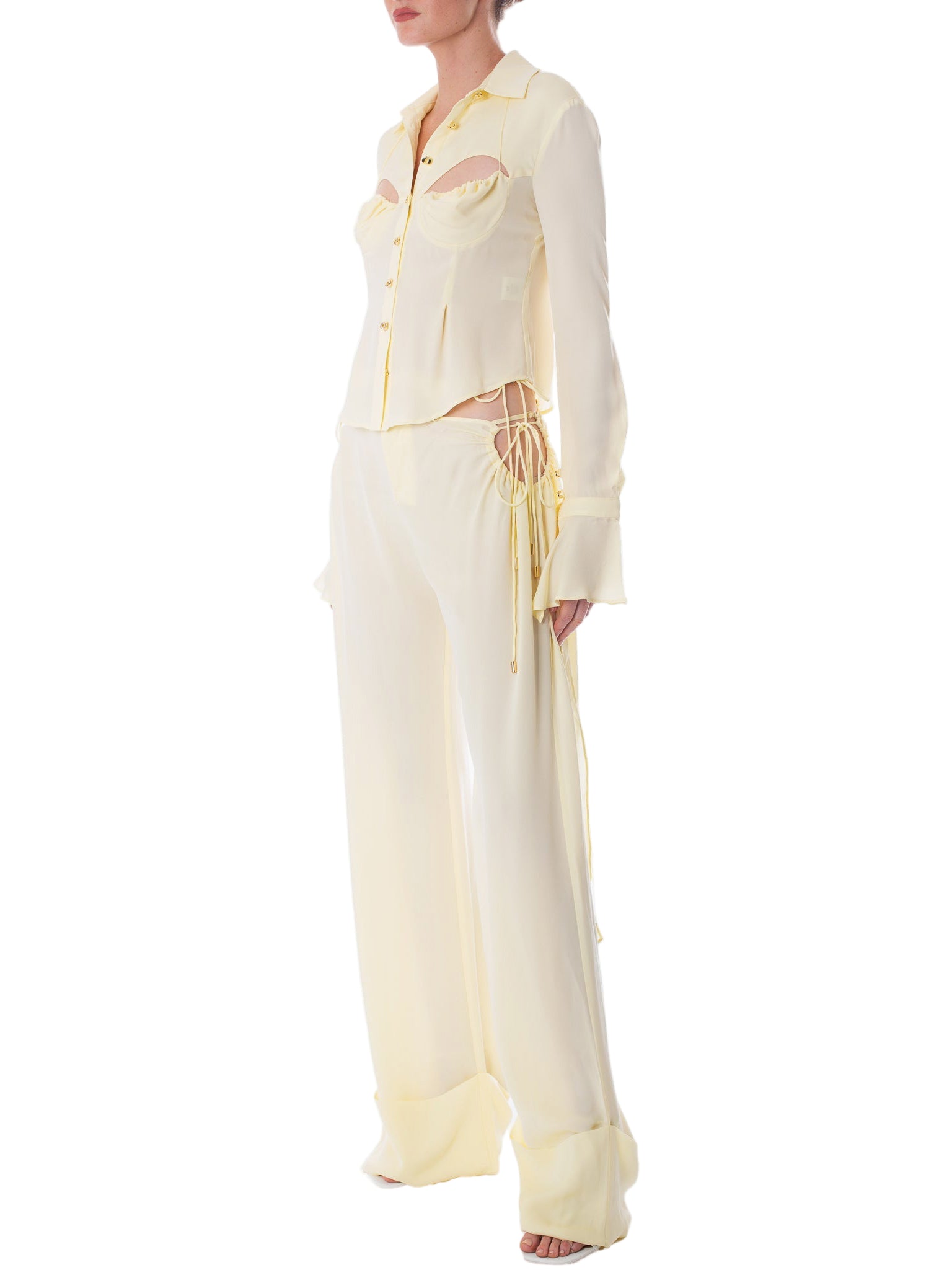 HAN WEN STUDIO Silk Fitted Strappy Bra Blouse