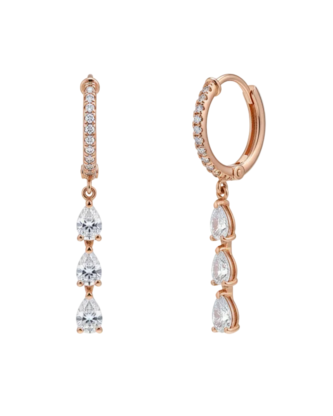 ECCE Drop Diamond Hoops Earring