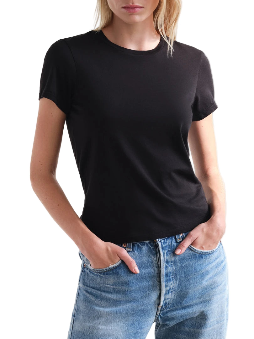 MYLES PRICE Short Sleeve Crew Neck Mini Jersey Tee in Black