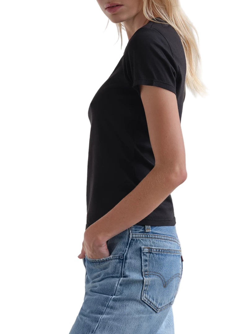 MYLES PRICE Short Sleeve Crew Neck Mini Jersey Tee in Black