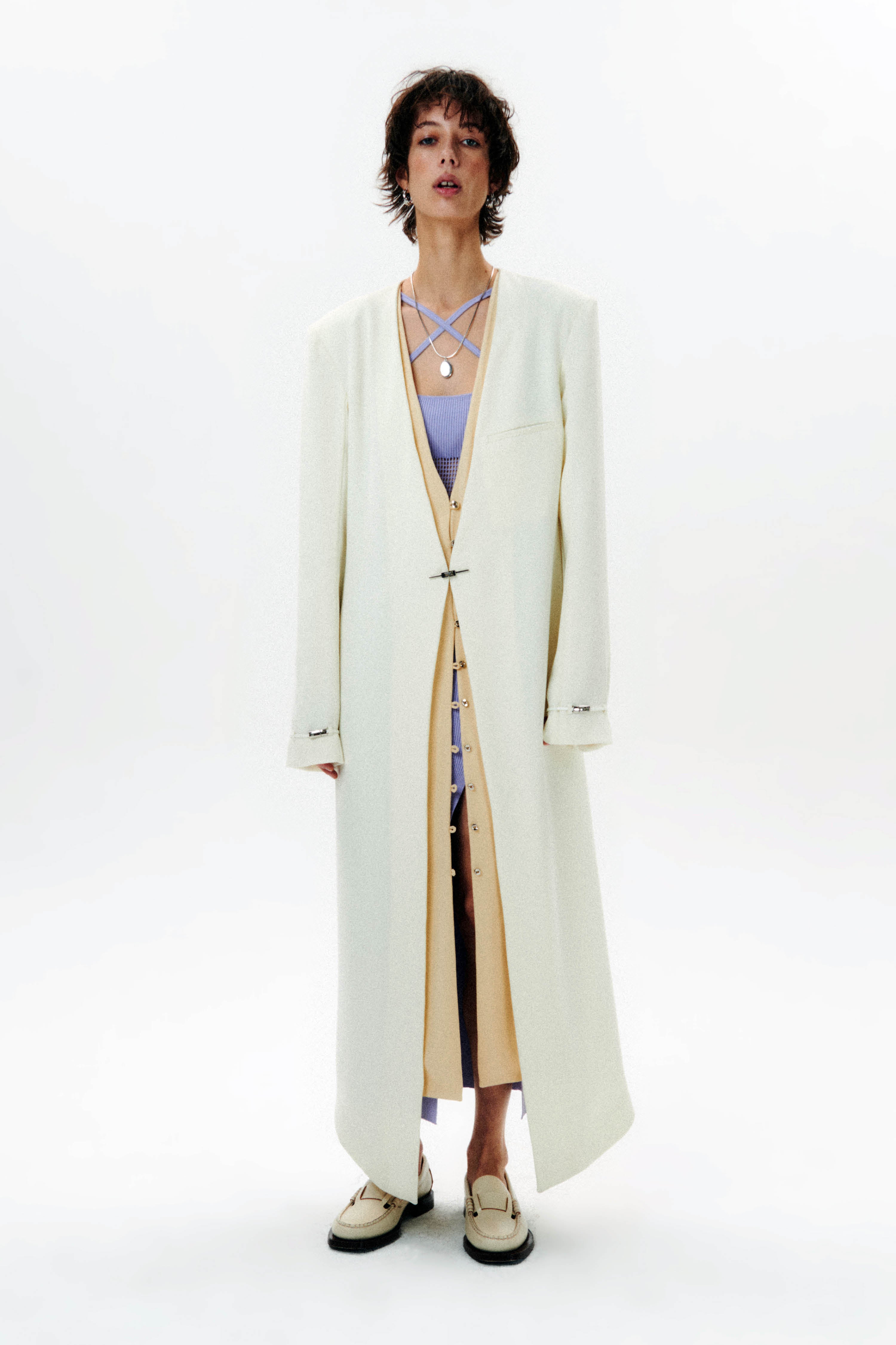 HAN WEN STUDIO Collarless Single-Breasted Coat